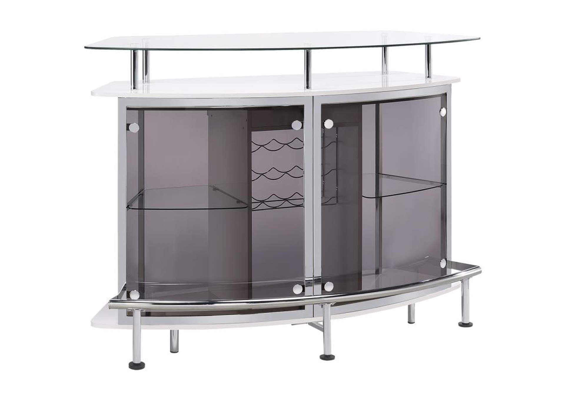 Gideon Crescent Shaped Glass Top Bar Unit With Drawer,Coaster Furniture