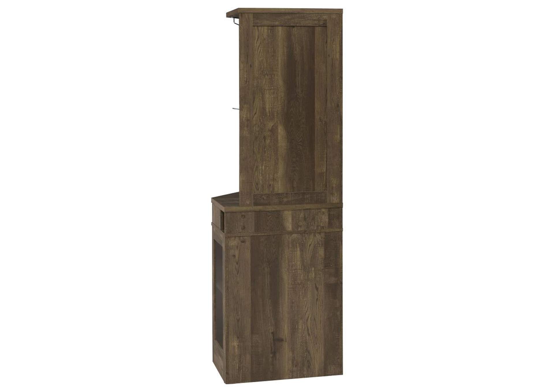 Alviso Corner Bar Cabinet With Stemware Rack Rustic Oak,Coaster Furniture