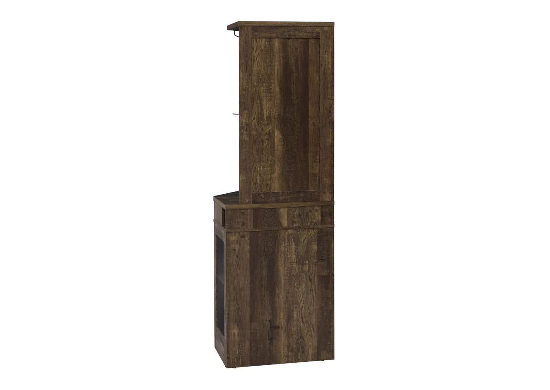 Corner Bar Cabinet with Stemware Rack Rustic Oak,Coaster Furniture