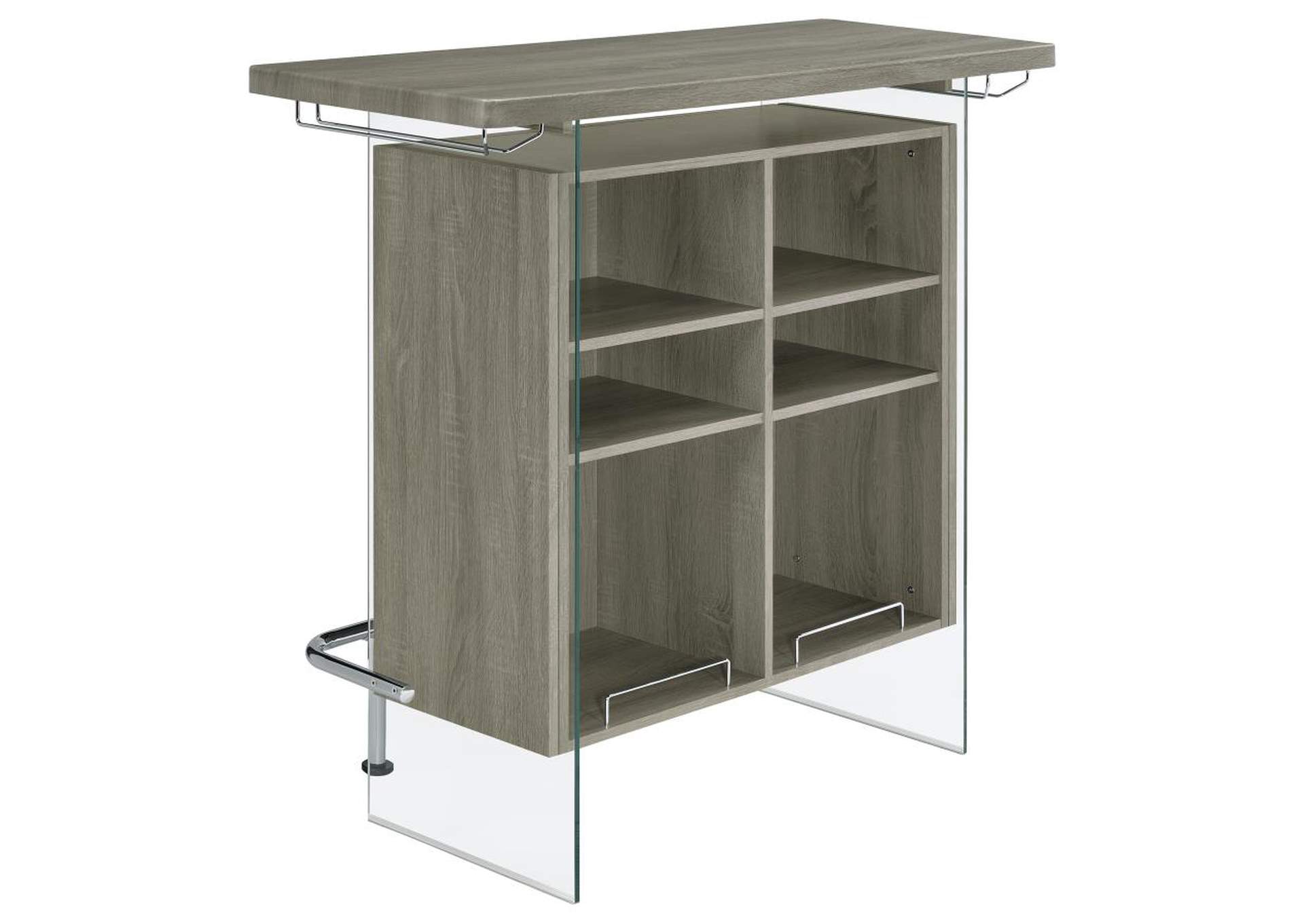 Acosta Rectangular Bar Unit With Footrest And Glass Side Panels,Coaster Furniture