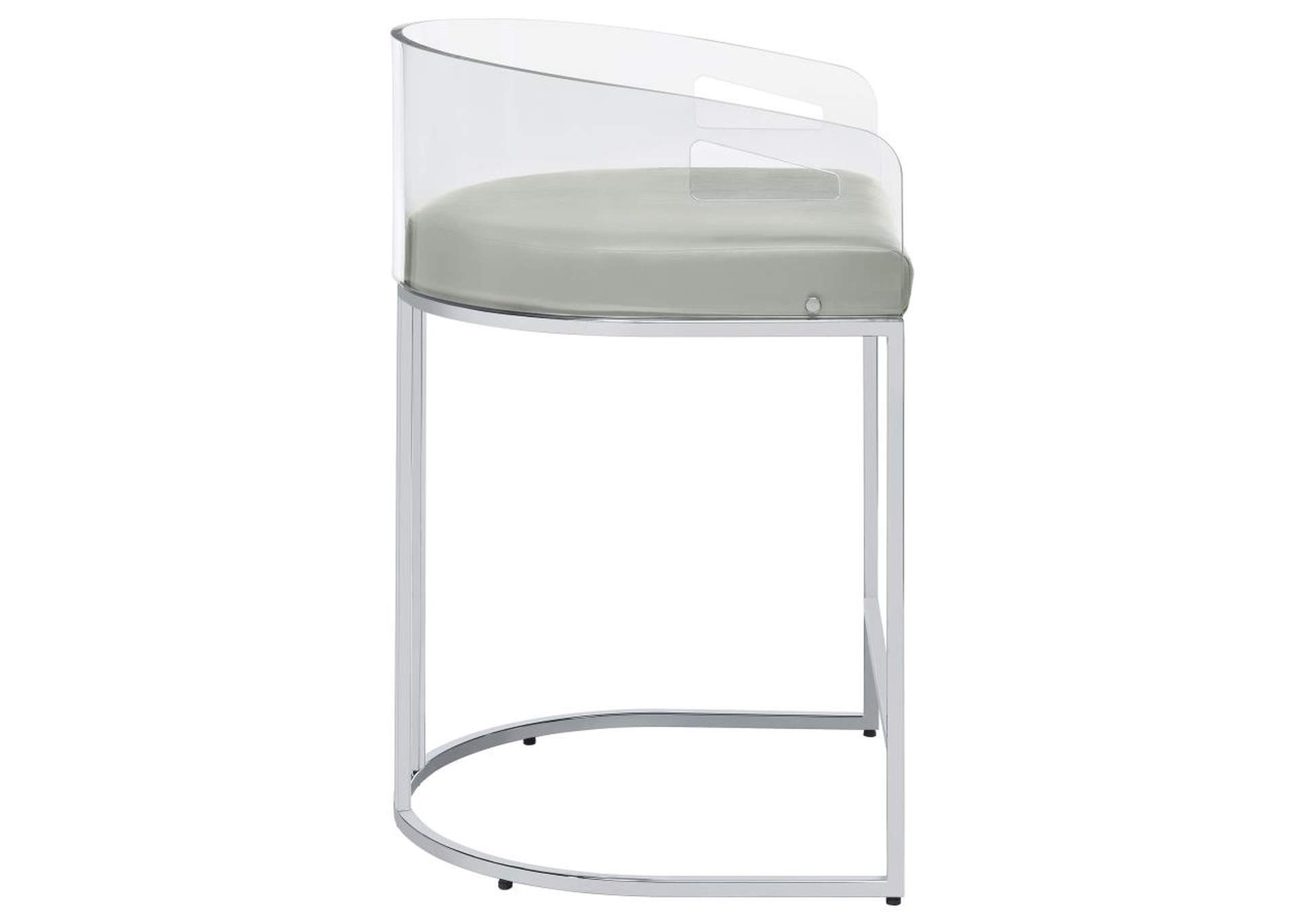 Thermosolis Acrylic Back Counter Height Stools Grey and Chrome (Set of 2),Coaster Furniture