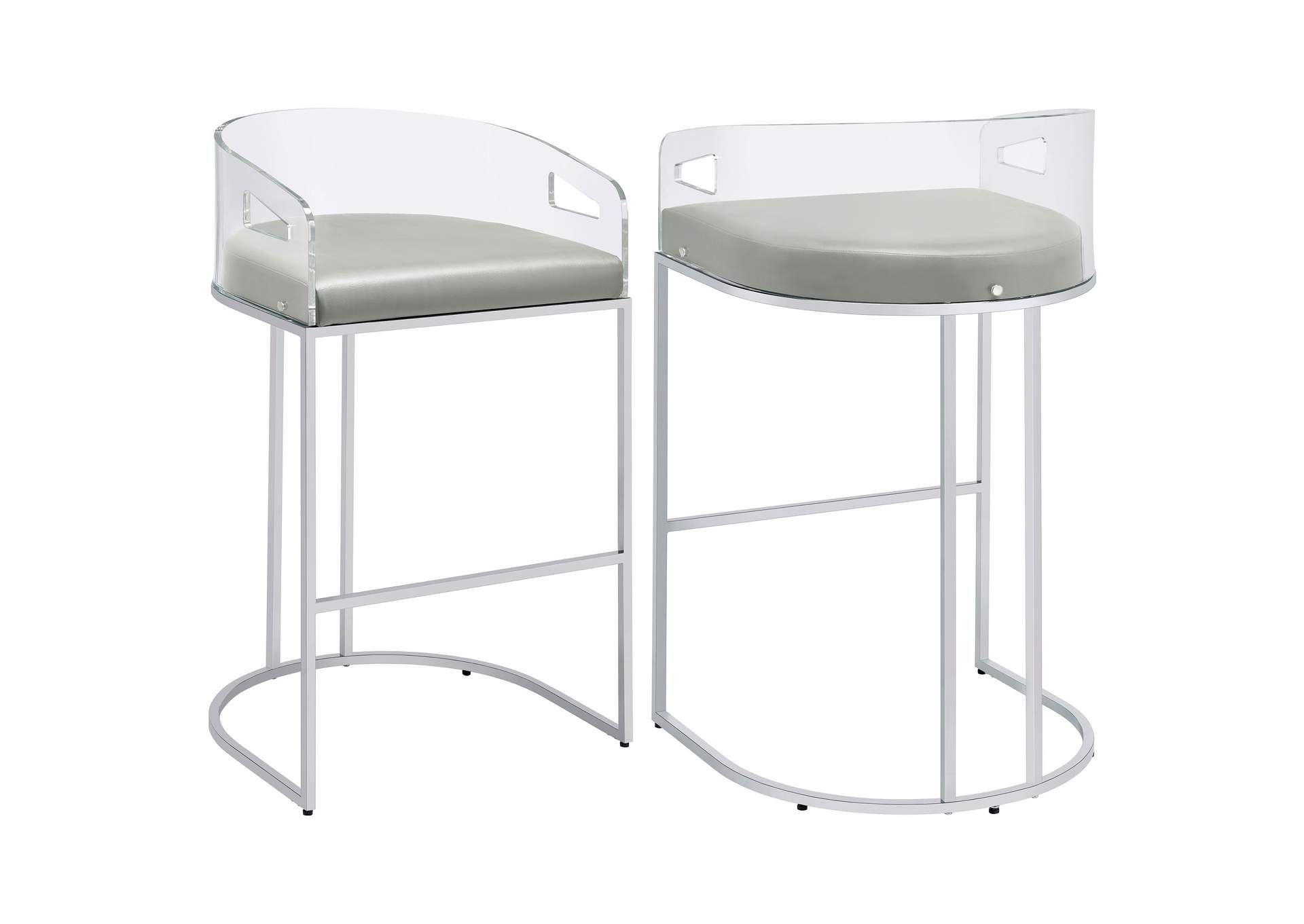 Thermosolis Acrylic Back Bar Stools Grey and Chrome (Set of 2),Coaster Furniture