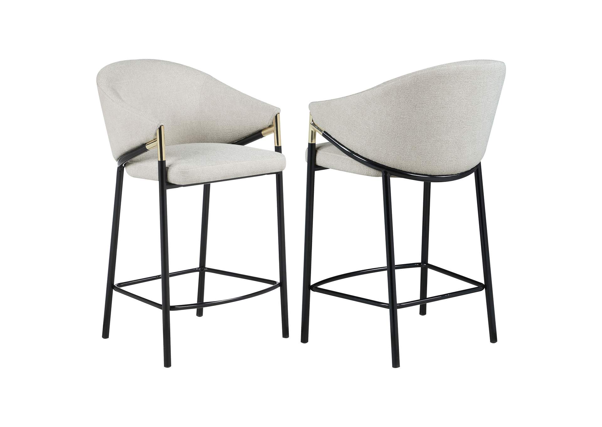 Chadwick Sloped Arm Counter Height Stools Beige and Glossy Black (Set of 2),Coaster Furniture