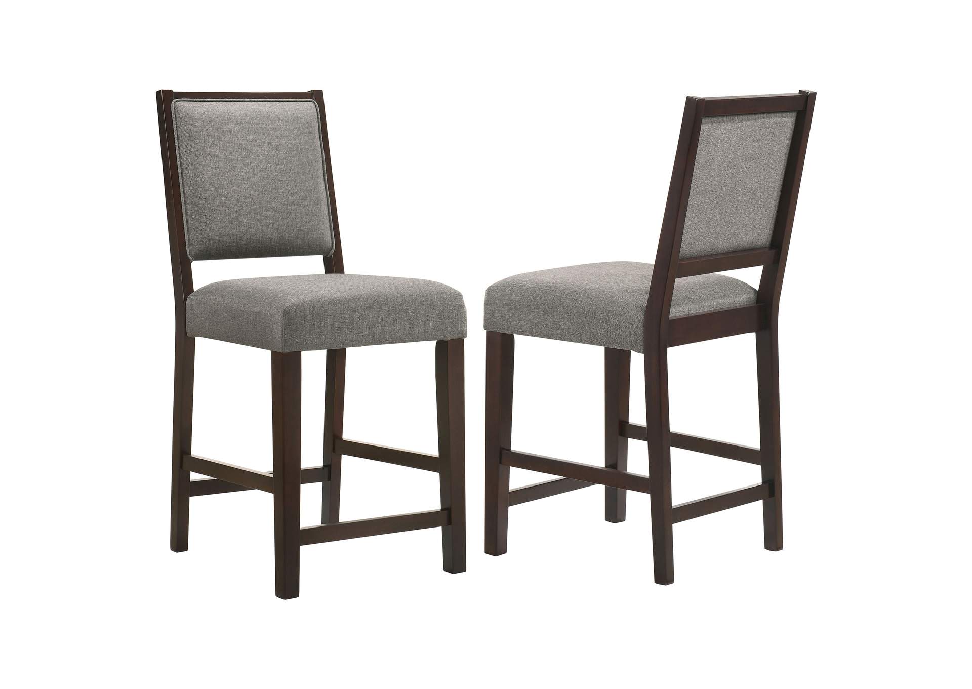 Bedford Upholstered Open Back Counter Height Stools with Footrest (Set of 2) Grey and Espresso,Coaster Furniture