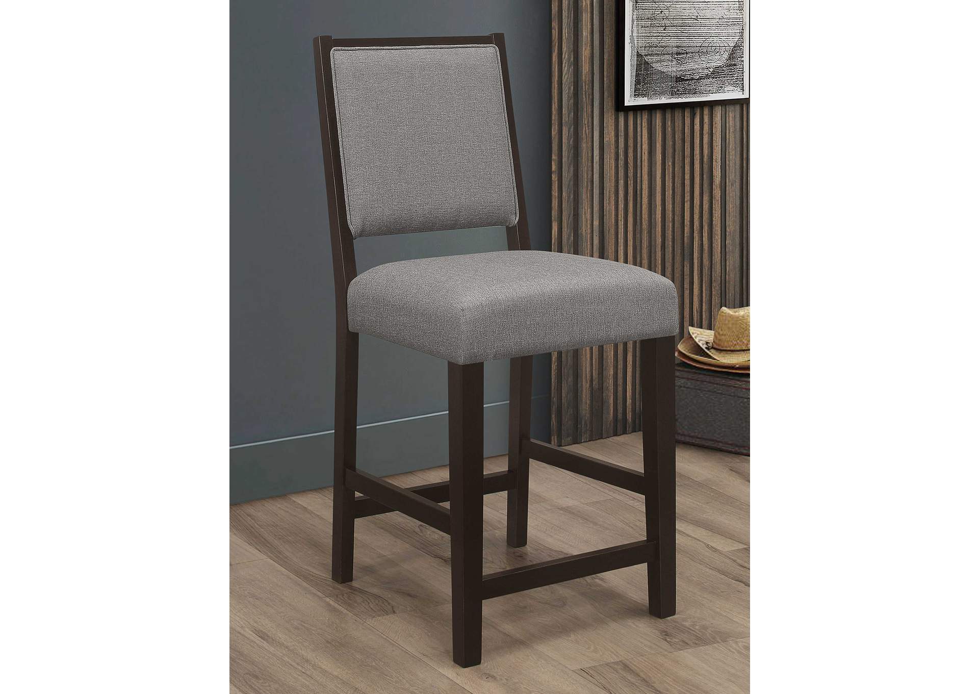 Bedford Upholstered Open Back Counter Height Stools with Footrest (Set of 2) Grey and Espresso,Coaster Furniture