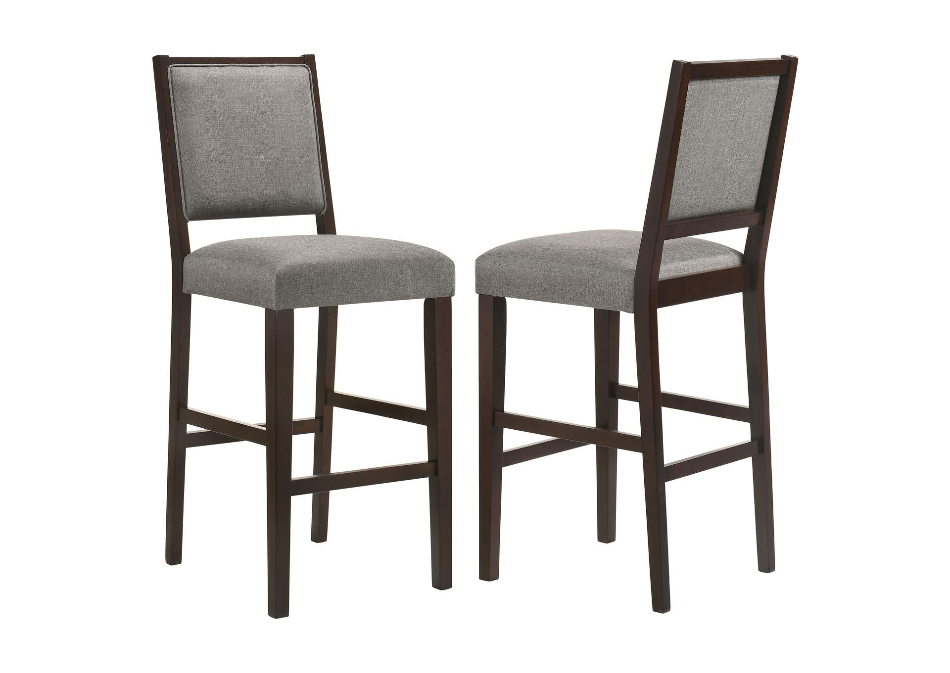 Bedford Upholstered Open Back Bar Stools with Footrest (Set of 2) Grey and Espresso,Coaster Furniture