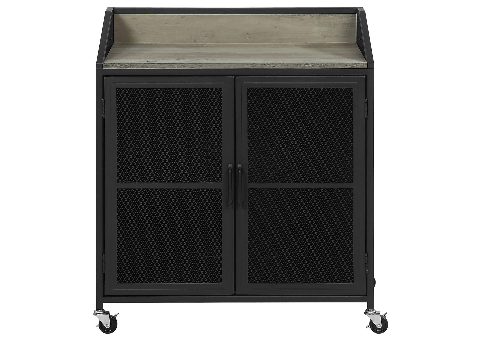 Arlette Wine Cabinet with Wire Mesh Doors Grey Wash and Sandy Black,Coaster Furniture