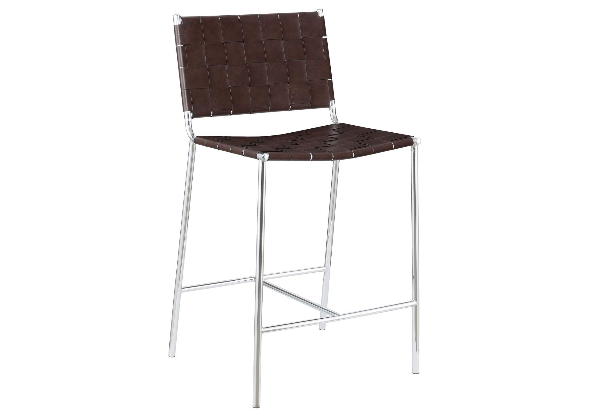 Adelaide Upholstered Counter Height Stool with Open Back Brown and Chrome,Coaster Furniture