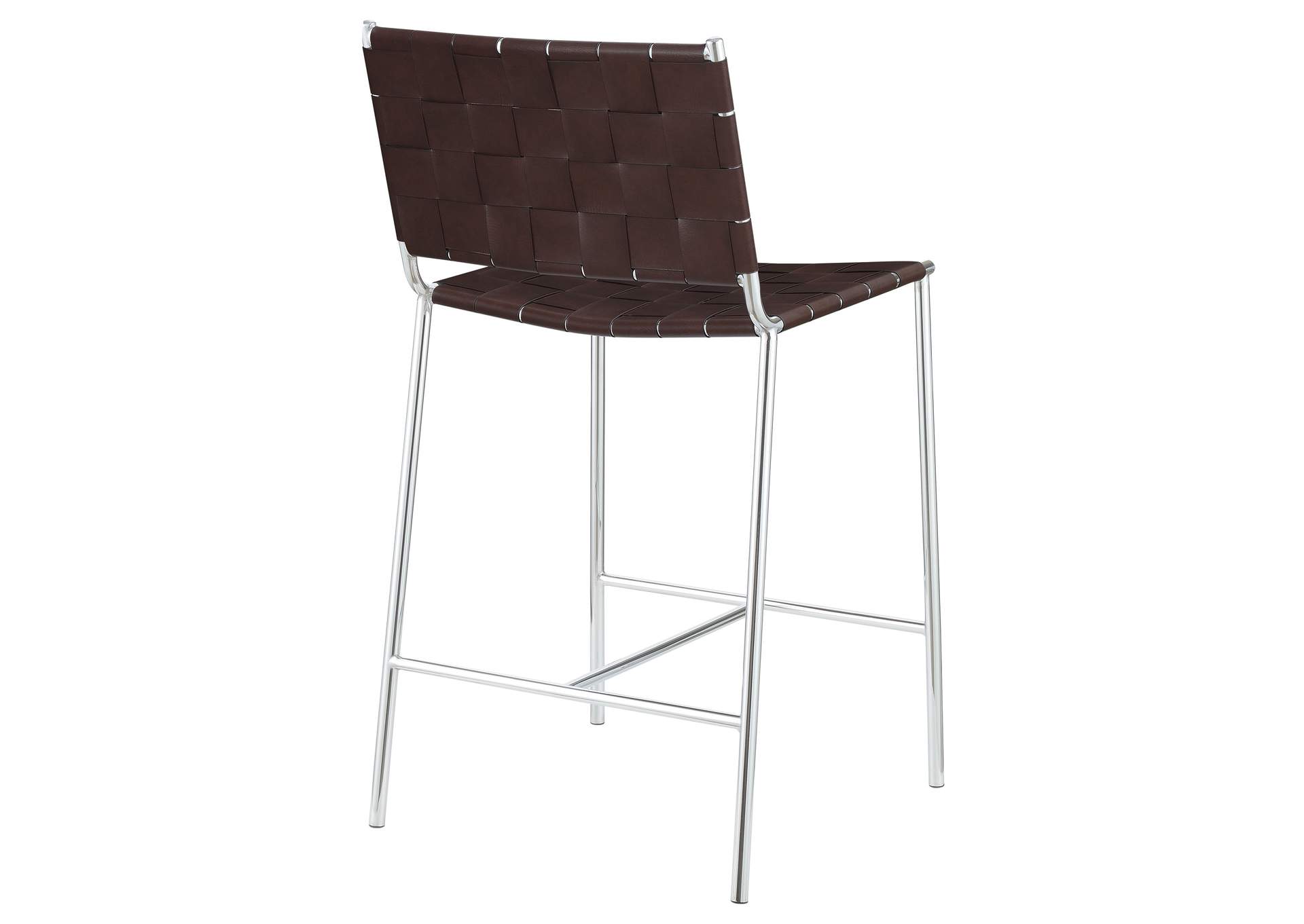 Adelaide Upholstered Counter Height Stool with Open Back Brown and Chrome,Coaster Furniture