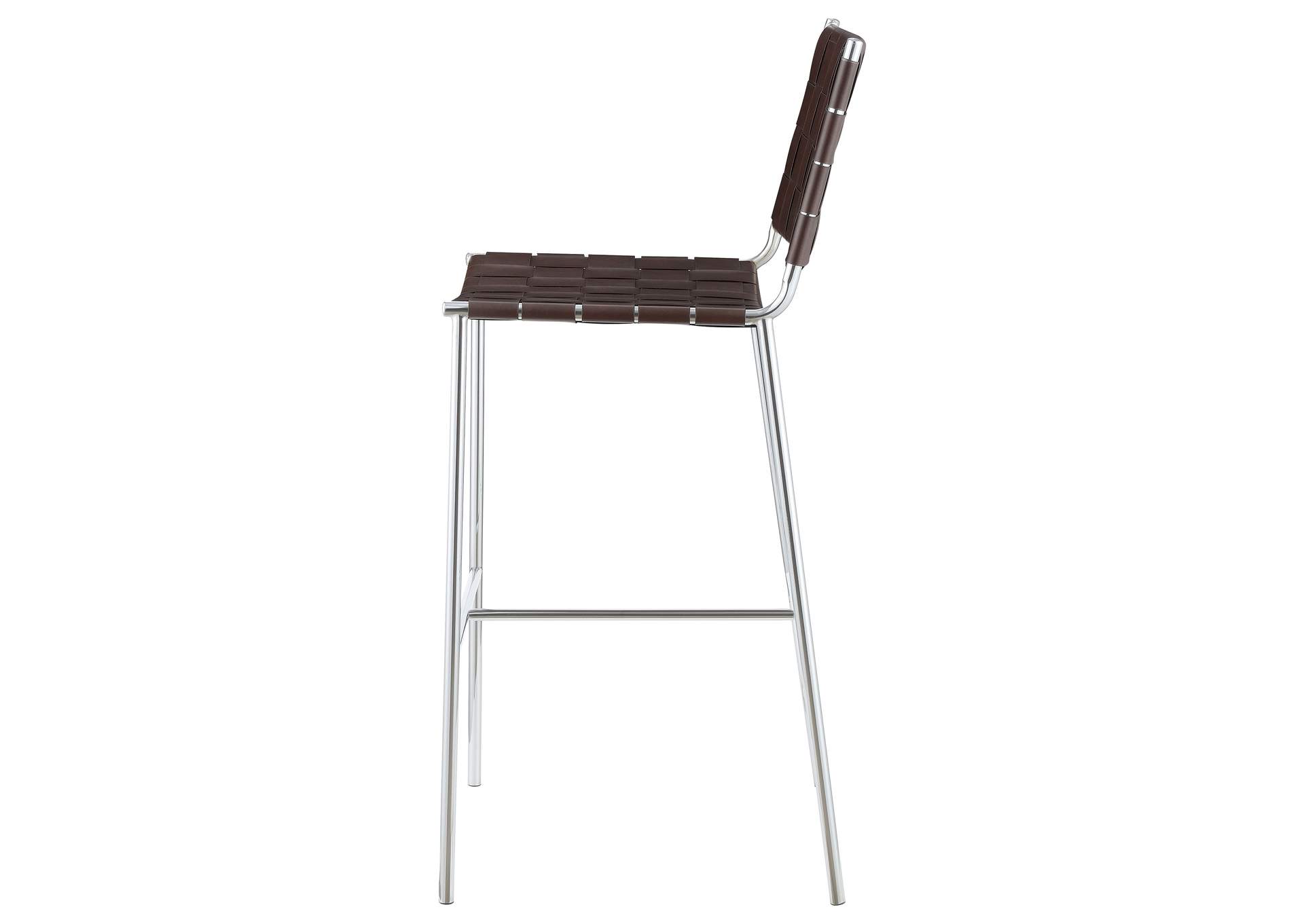 Adelaide Upholstered Bar Stool with Open Back Brown and Chrome,Coaster Furniture