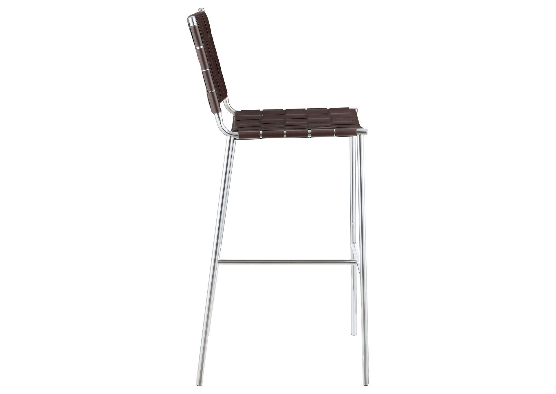 Adelaide Upholstered Bar Stool with Open Back Brown and Chrome,Coaster Furniture