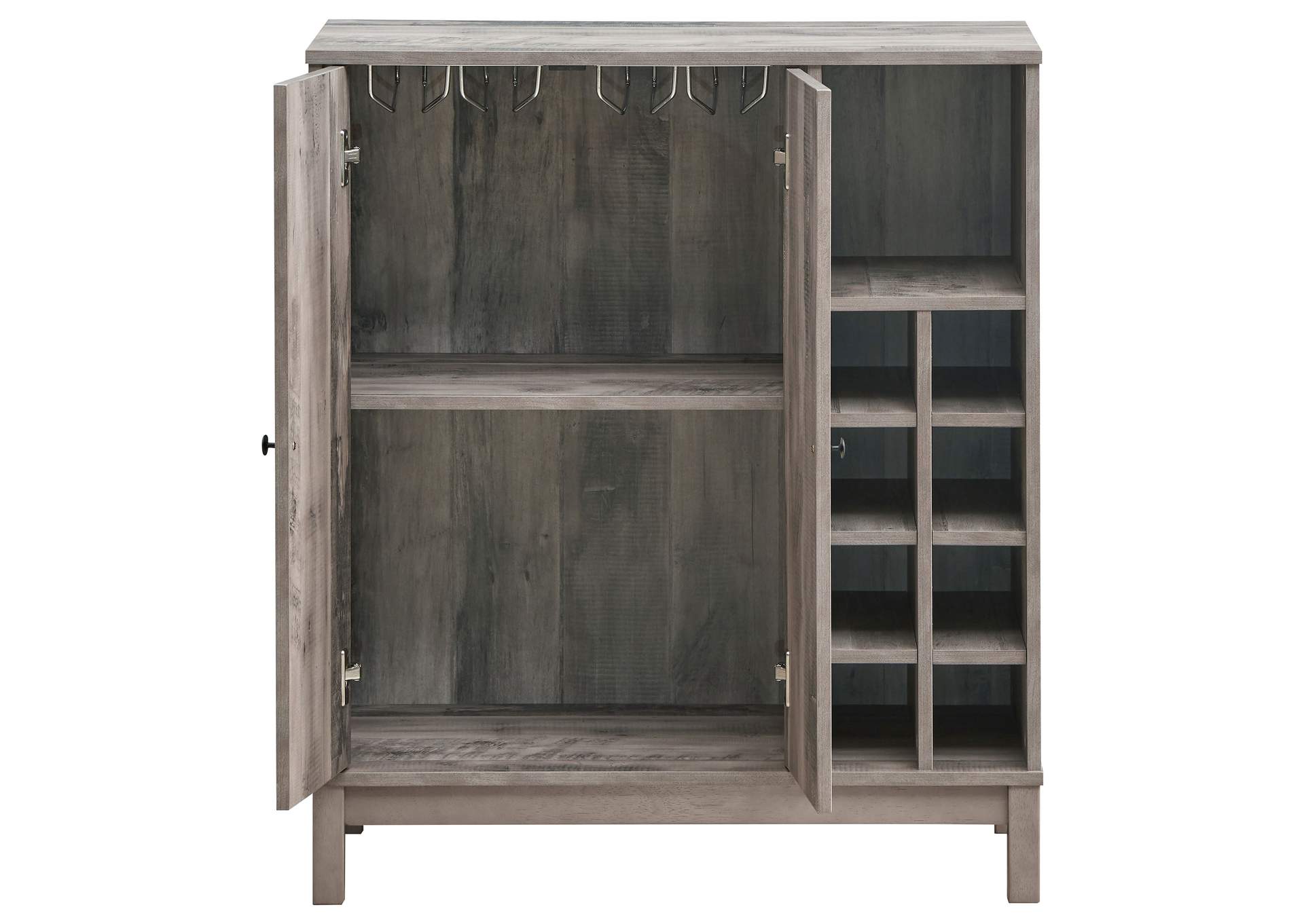 Cheyenne 2-door Wine Cabinet with Stemware Rack Weathered Acacia,Coaster Furniture