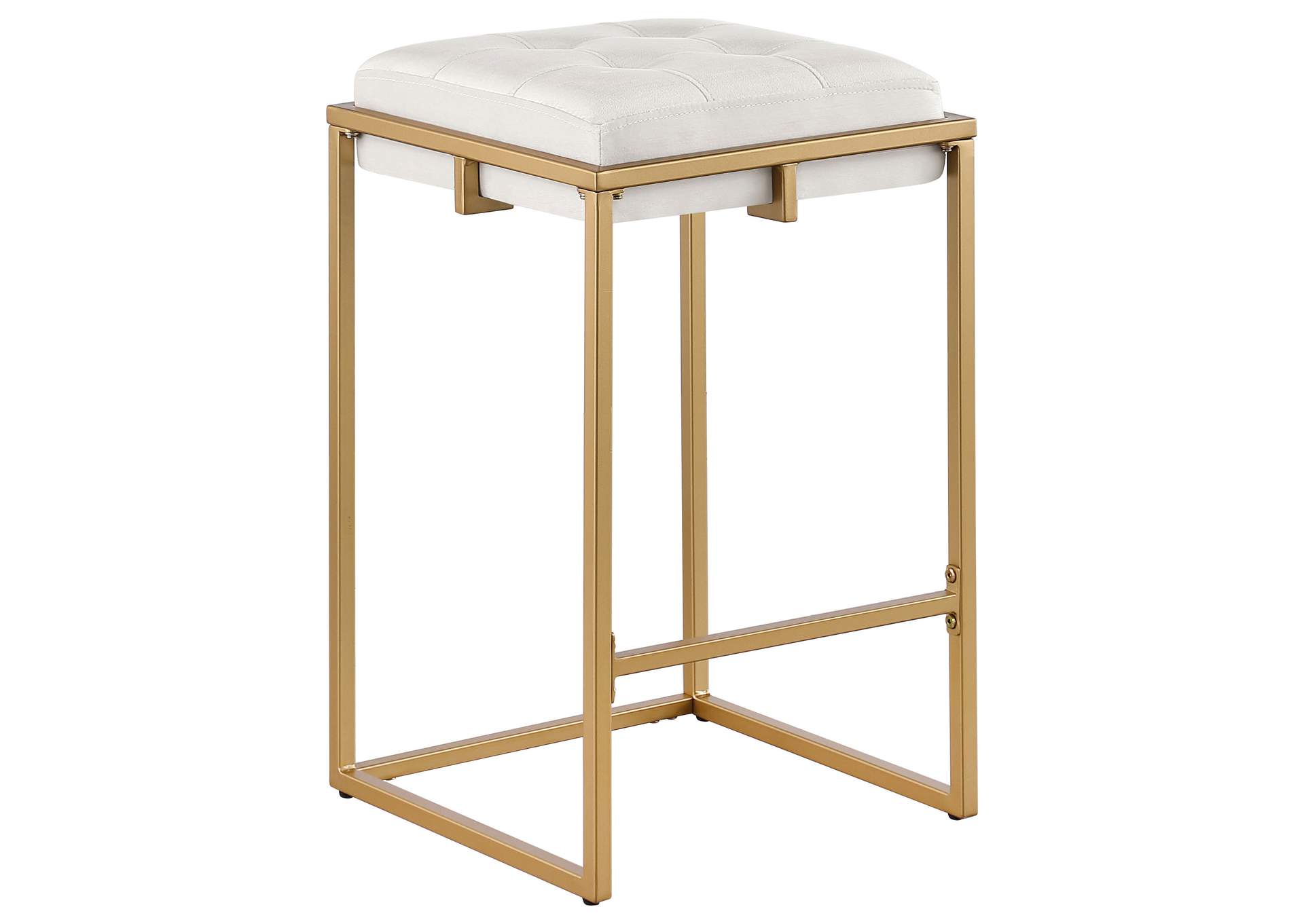 Nadia Square Padded Seat Counter Height Stool (Set of 2) Beige and Gold,Coaster Furniture