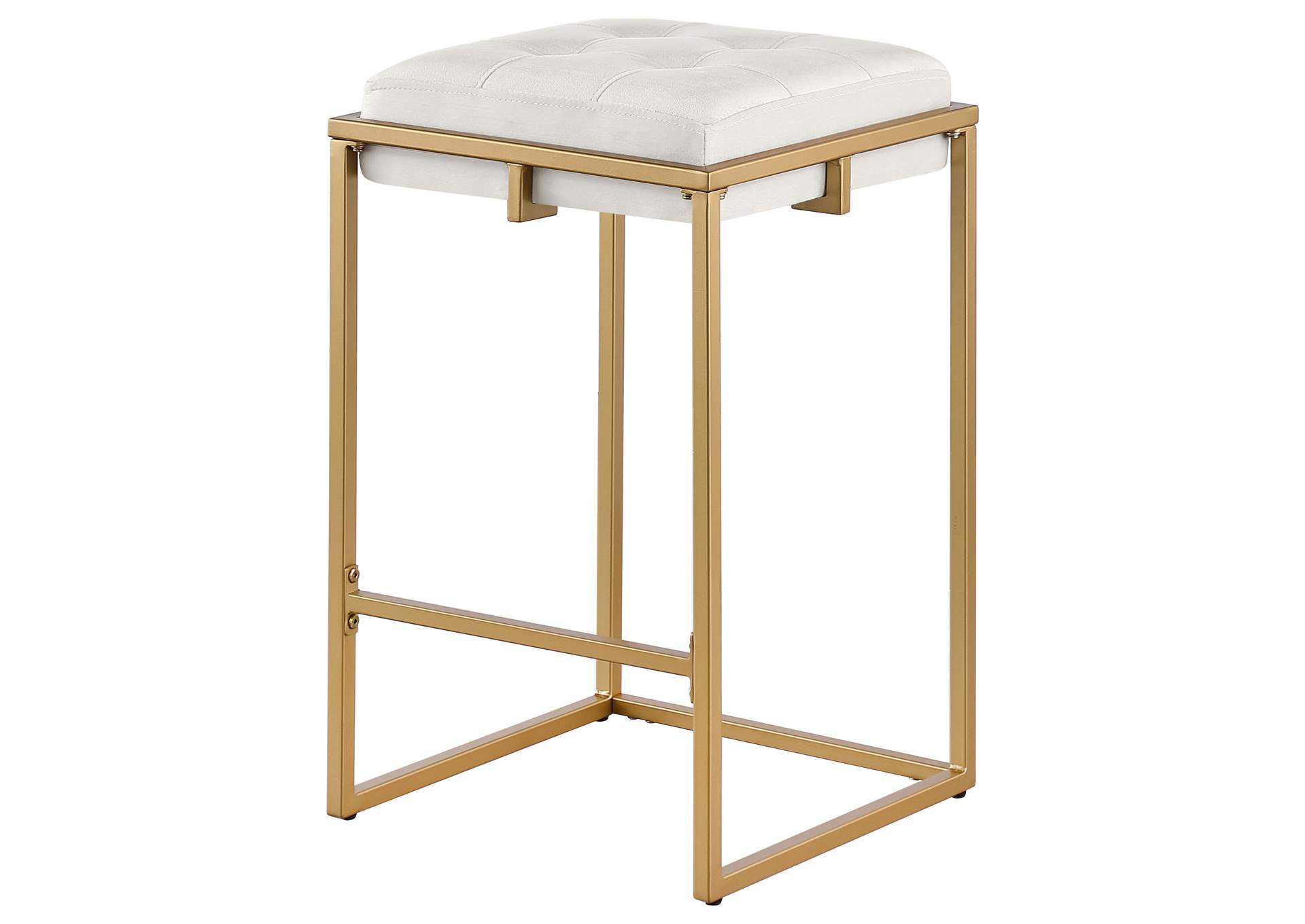 Nadia Square Padded Seat Counter Height Stool (Set of 2) Beige and Gold,Coaster Furniture