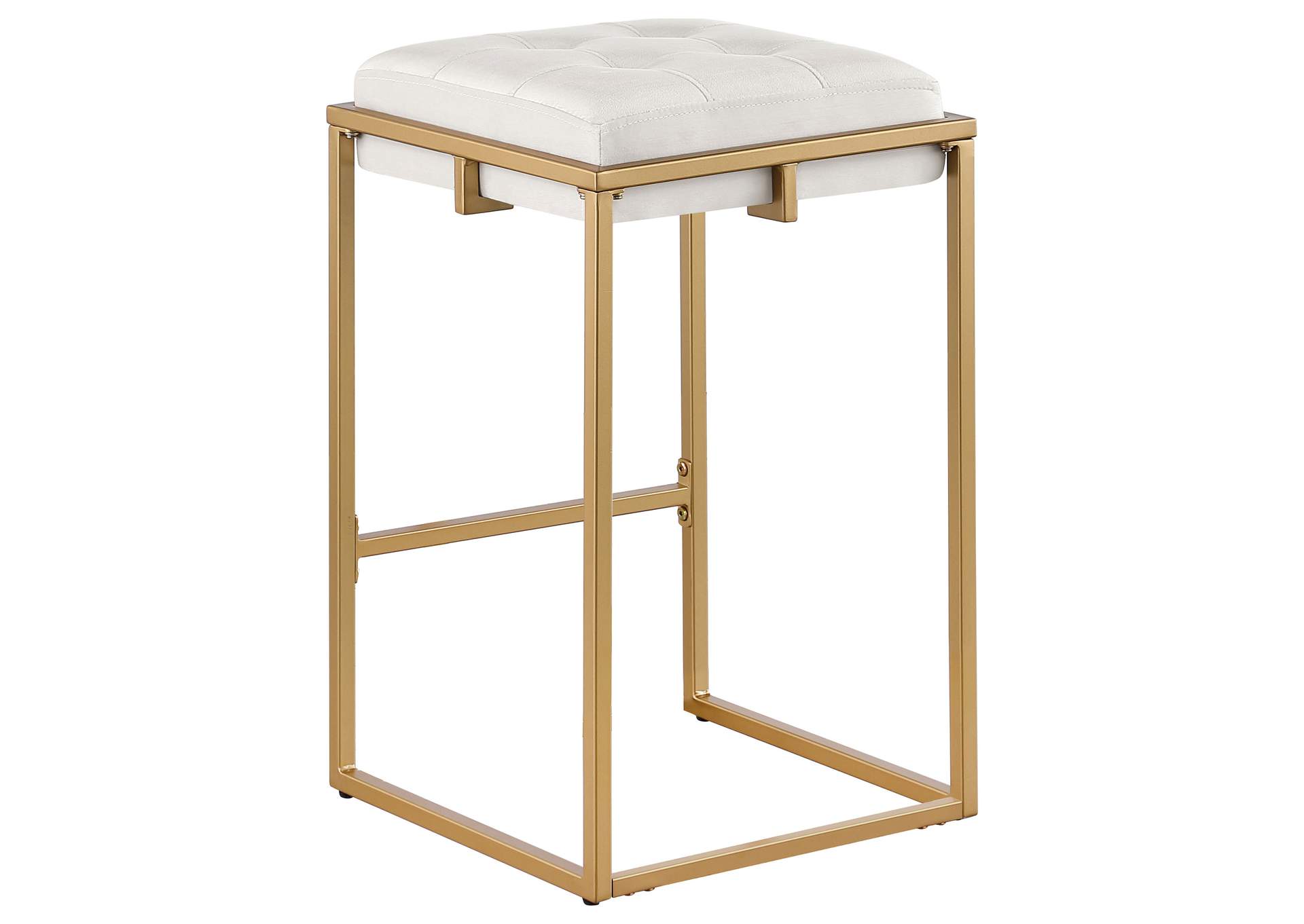 Nadia Square Padded Seat Counter Height Stool (Set of 2) Beige and Gold,Coaster Furniture