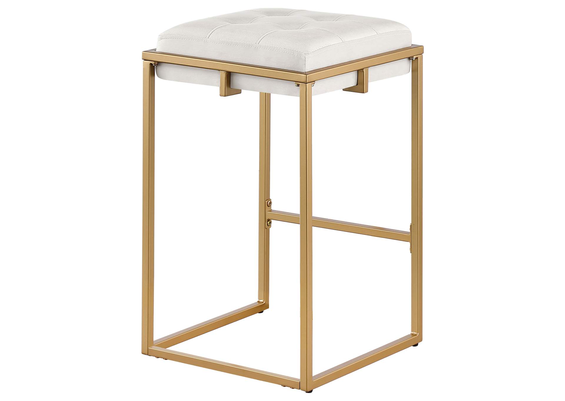 Nadia Square Padded Seat Counter Height Stool (Set of 2) Beige and Gold,Coaster Furniture