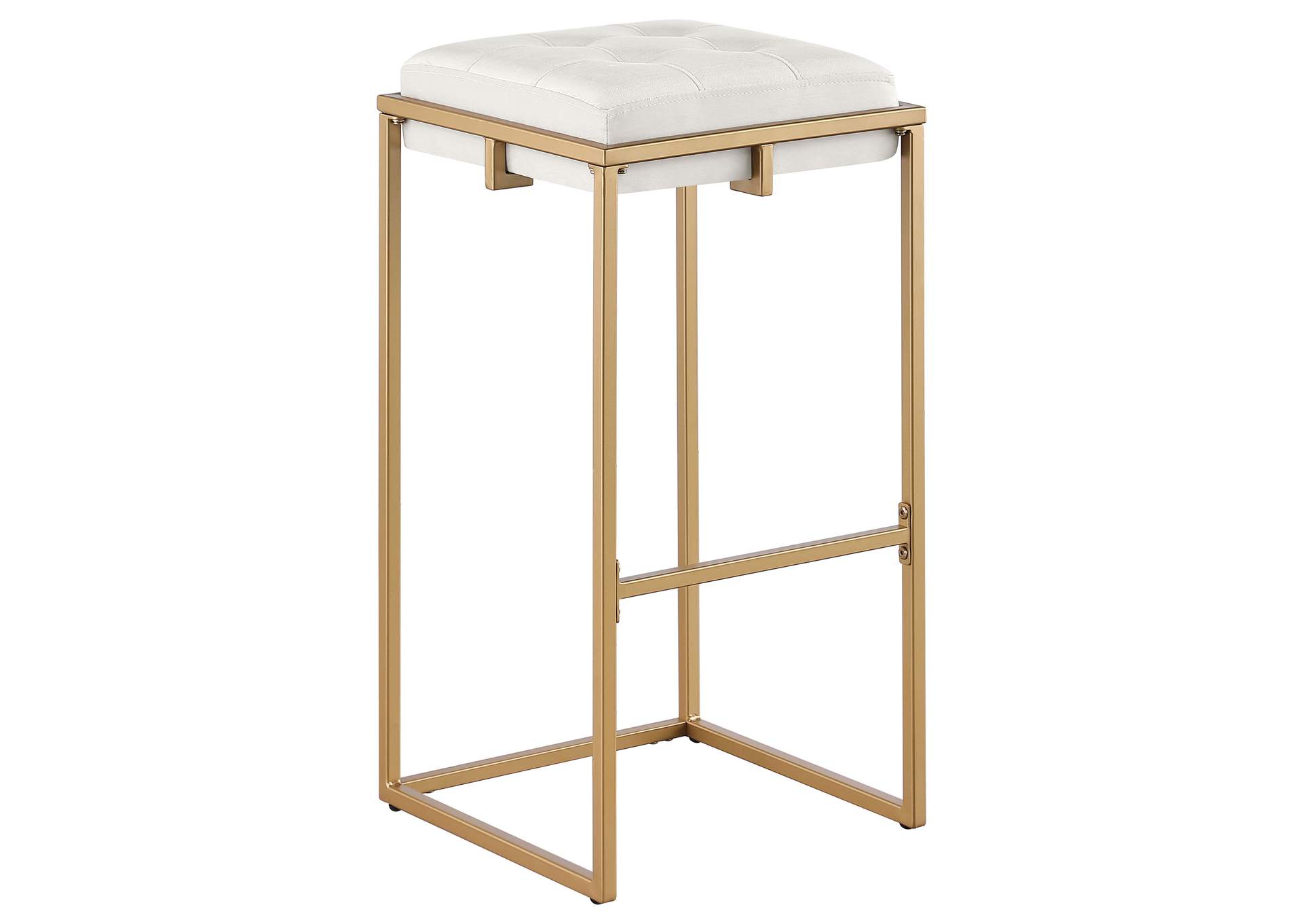 Nadia Square Padded Seat Bar Stool (Set of 2) Beige and Gold,Coaster Furniture