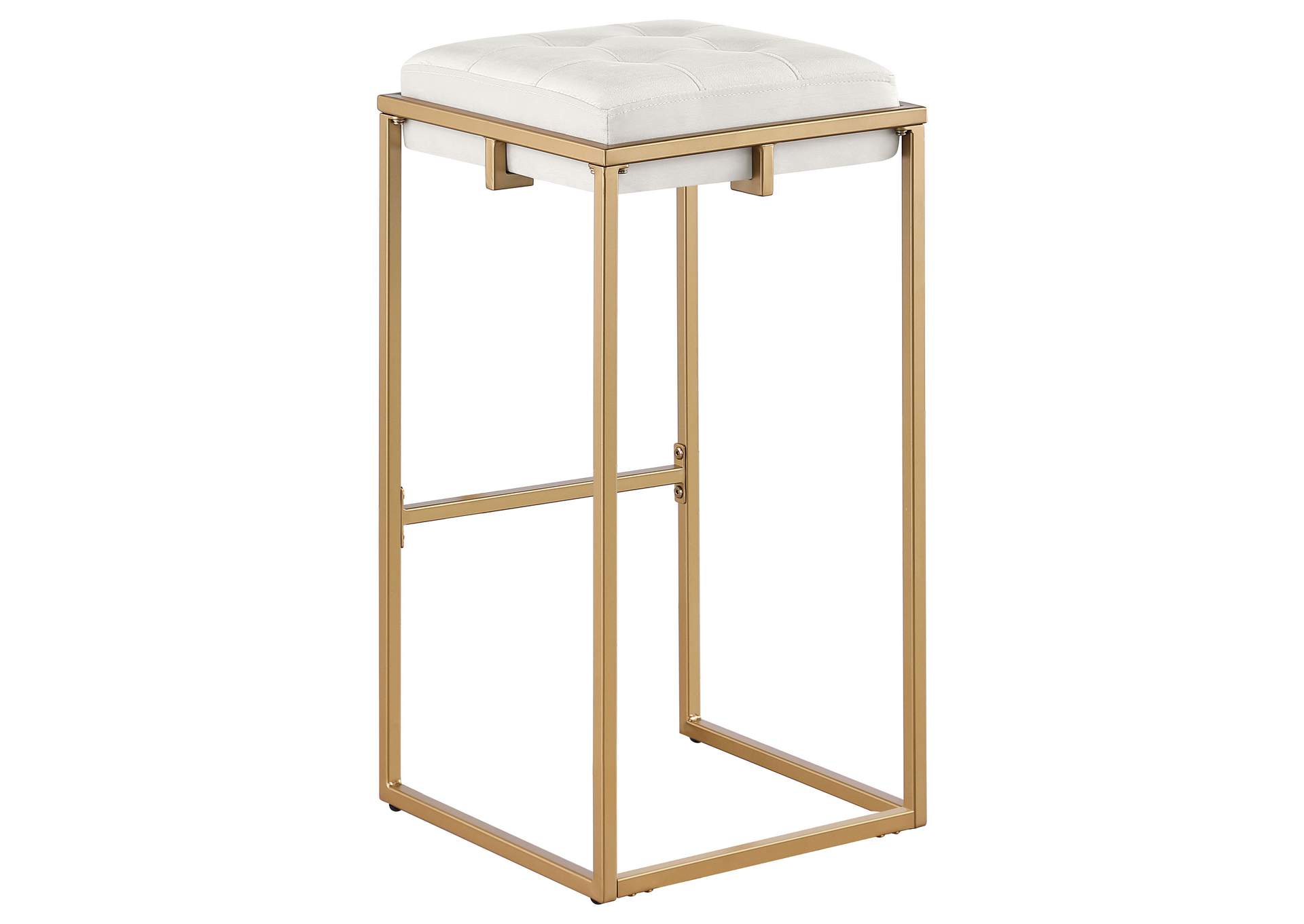 Nadia Square Padded Seat Bar Stool (Set of 2) Beige and Gold,Coaster Furniture