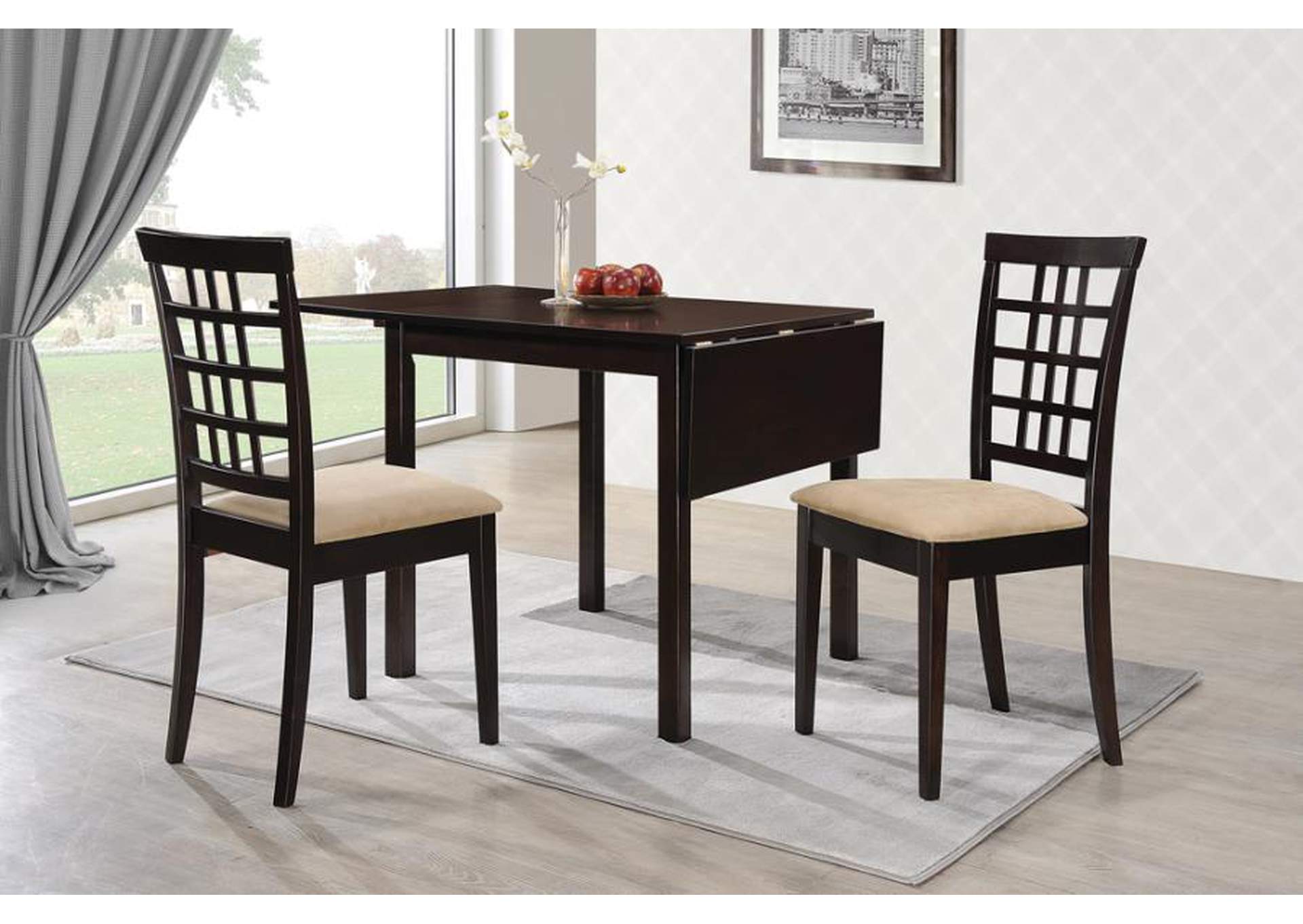 Kelso 3-Piece Drop Leaf Dining Set Cappuccino And Tan,Coaster Furniture
