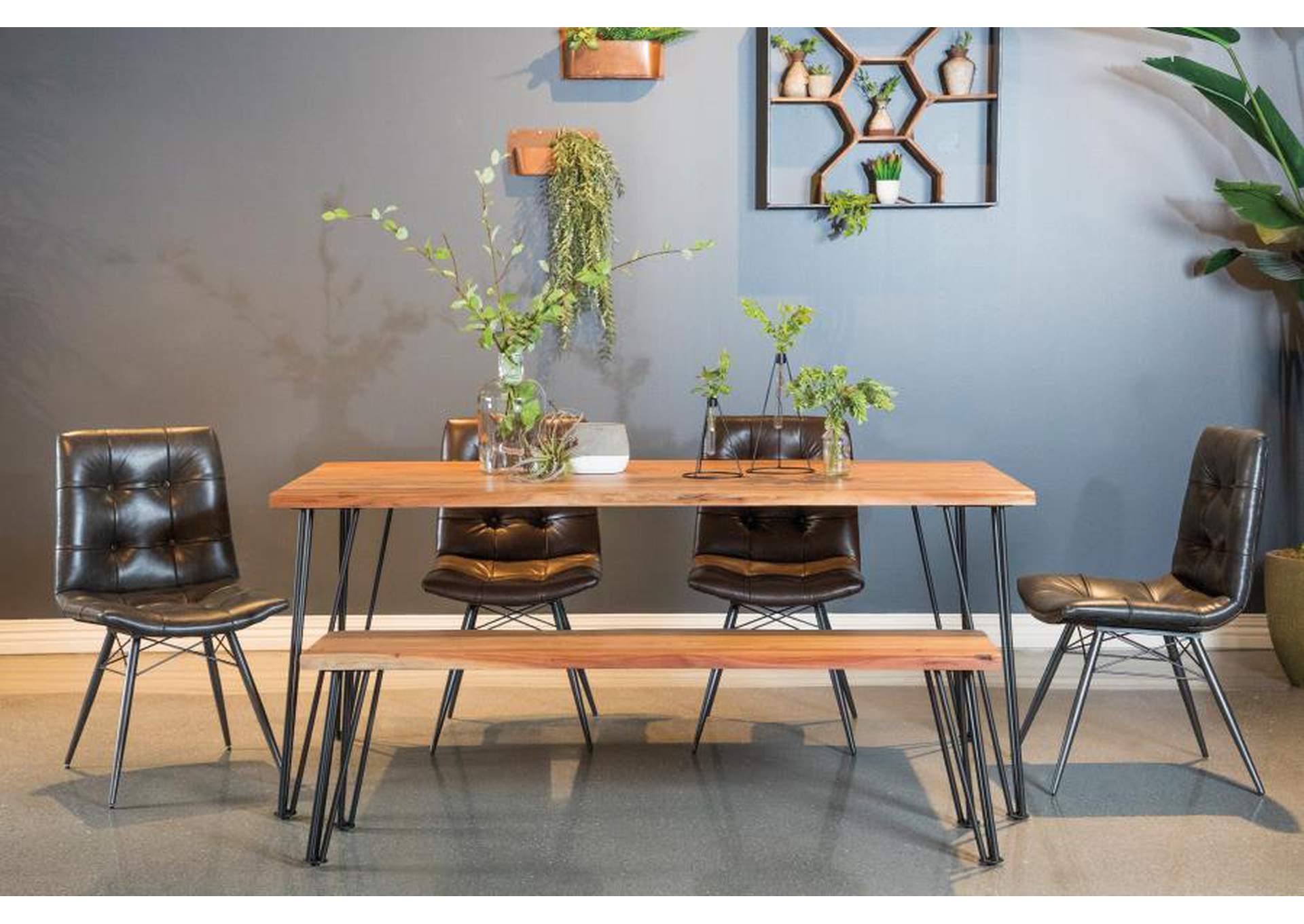 Sherman Rectangular Dining Table Natural Acacia and Matte Black,Coaster Furniture