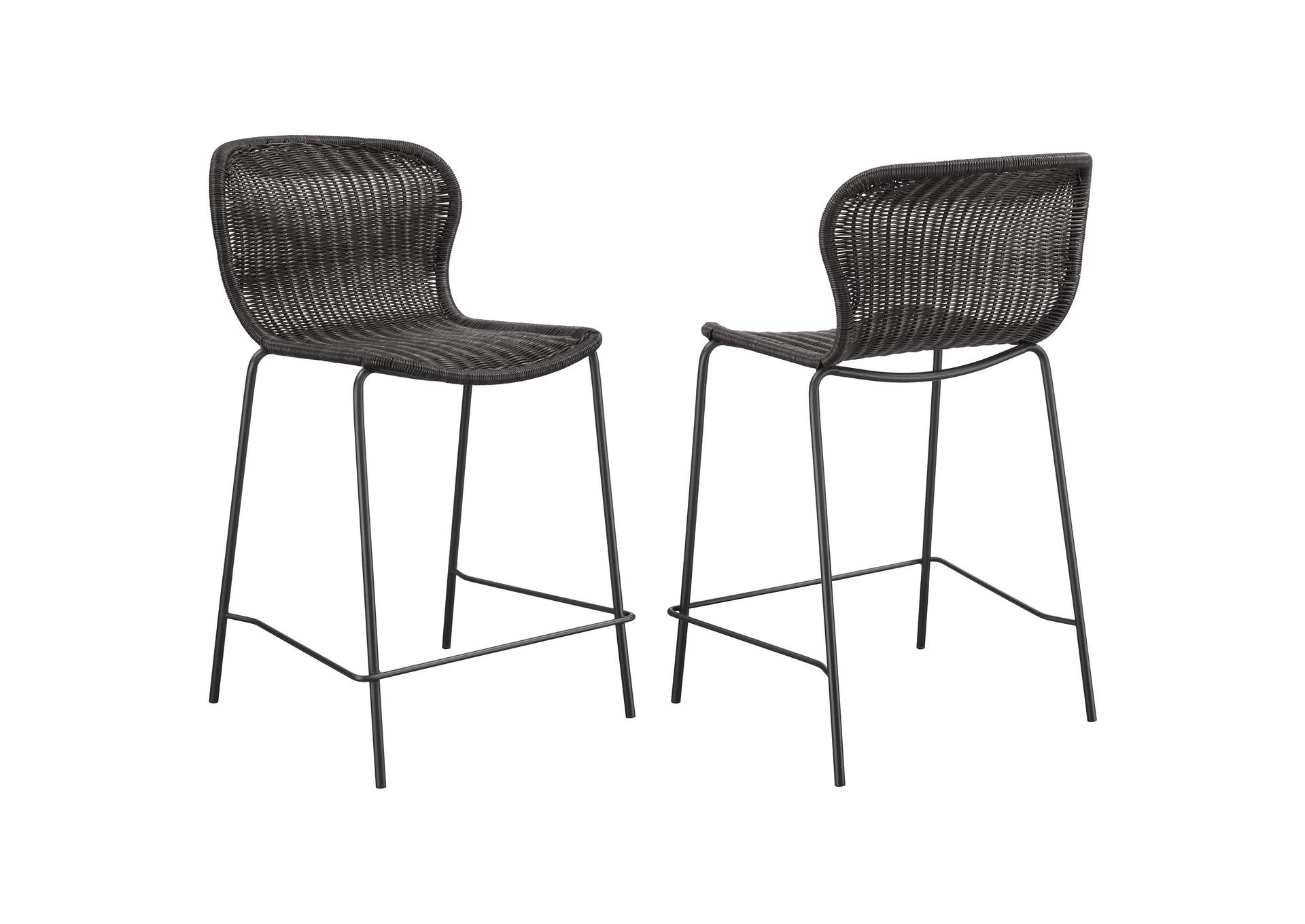 McKinley Upholstered Counter Height Stools with Footrest (Set of 2) Brown and Sandy Black,Coaster Furniture