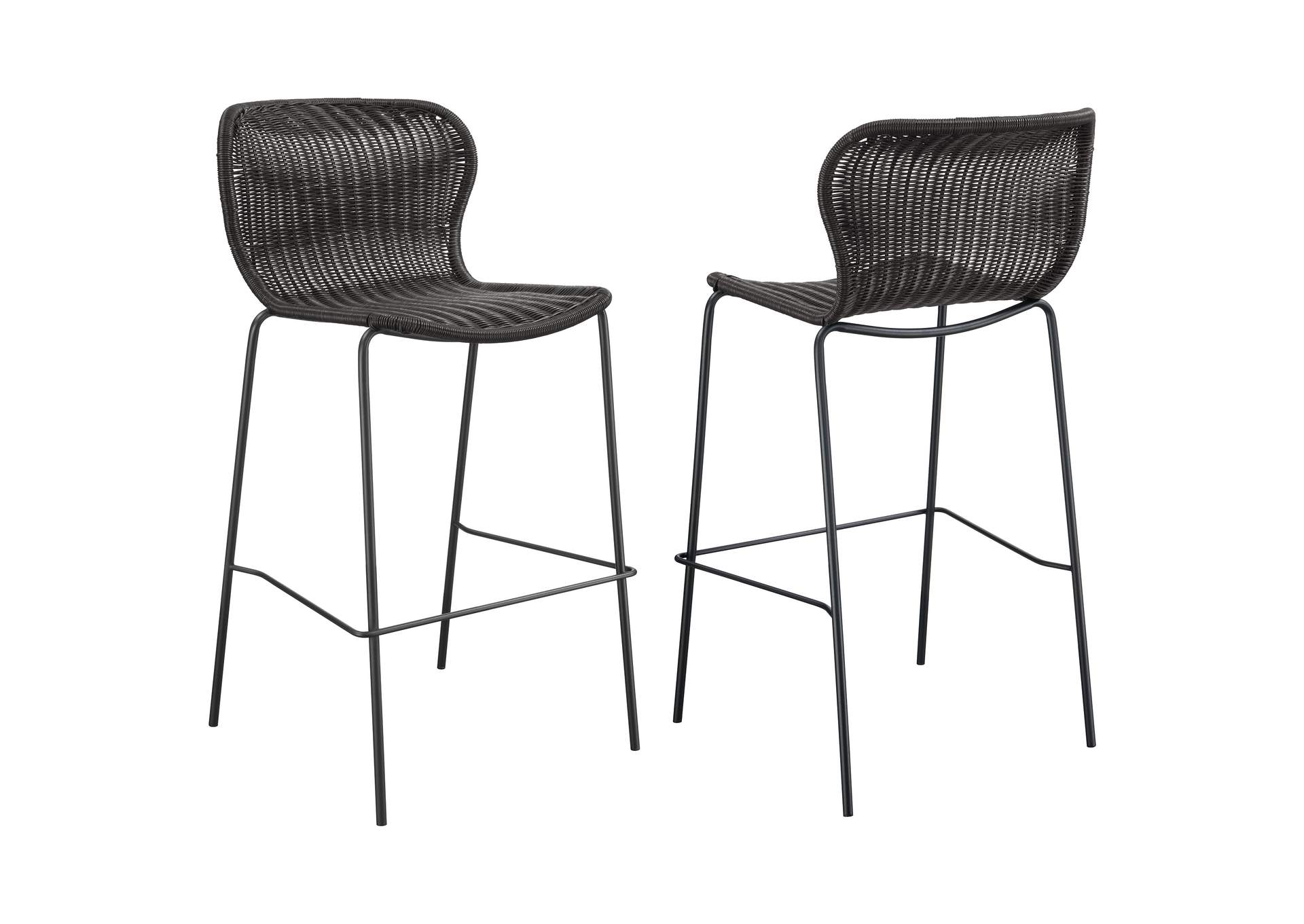 McKinley Upholstered Bar Stools with Footrest (Set of 2) Brown and Sandy Black,Coaster Furniture