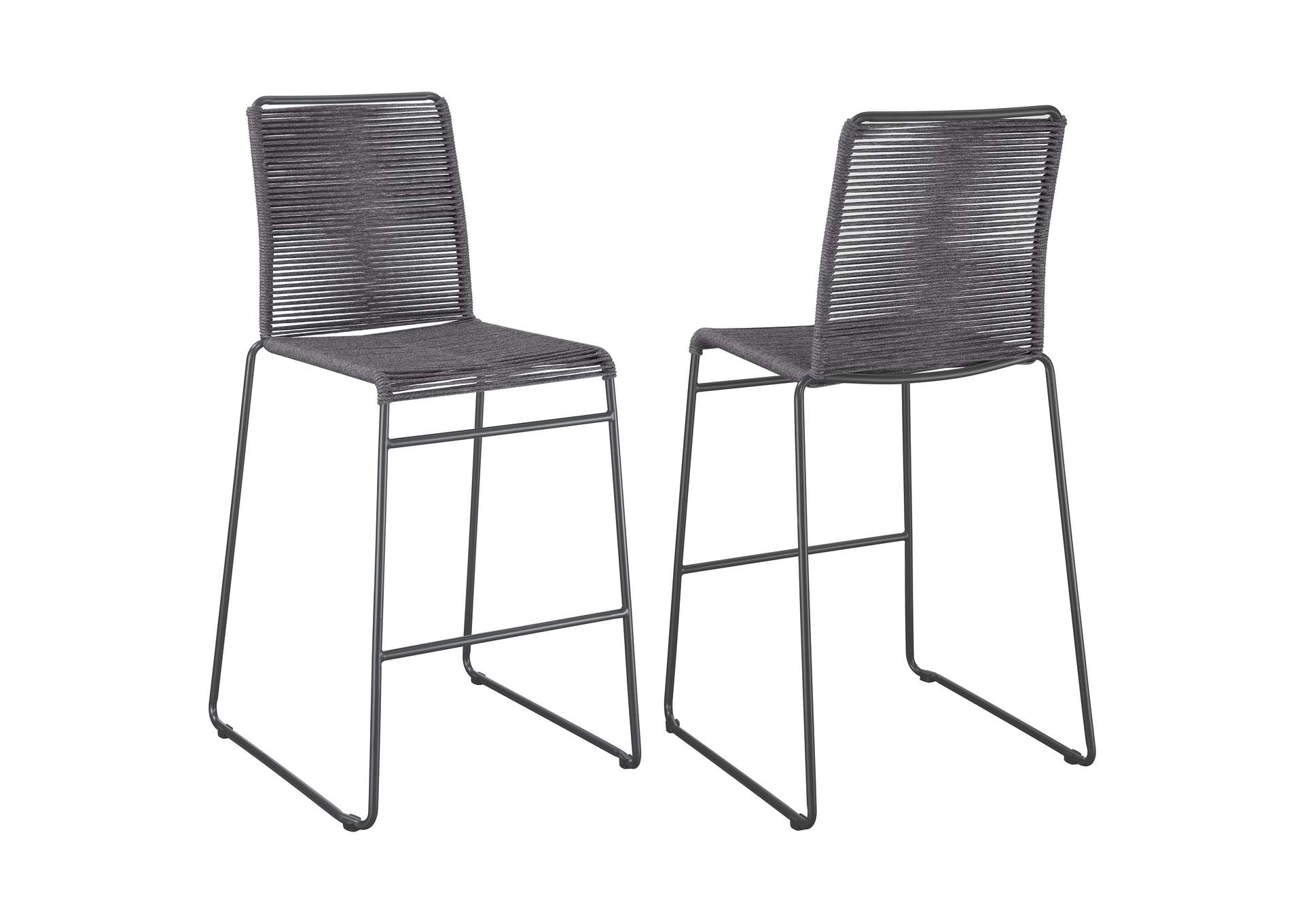 Kai Upholstered Bar Stools with Footrest (Set of 2) Charcoal and Gunmetal,Coaster Furniture