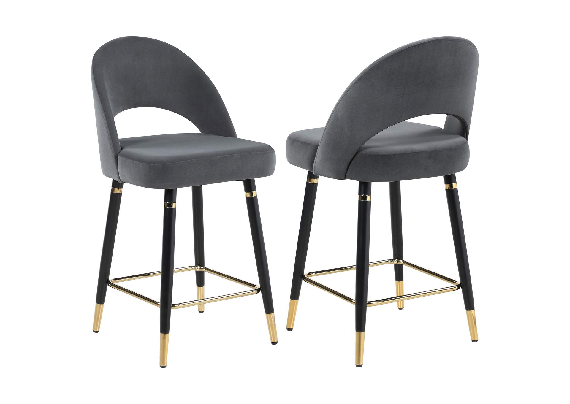 Reyes Arched Back Upholstered Counter Height Stools Grey (Set of 2),Coaster Furniture