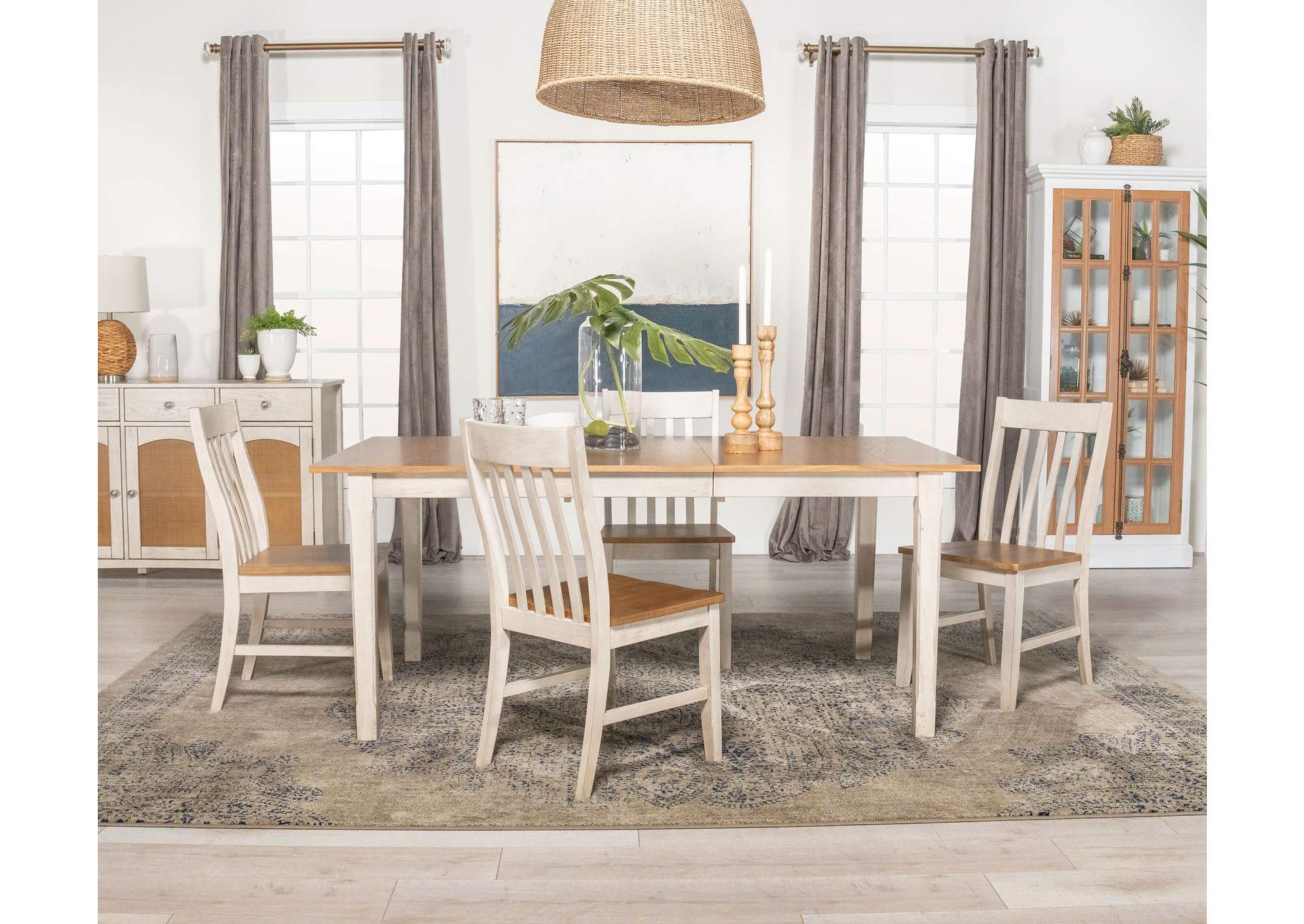 Kirby 5-piece Dining Set Natural and Rustic Off White,Coaster Furniture