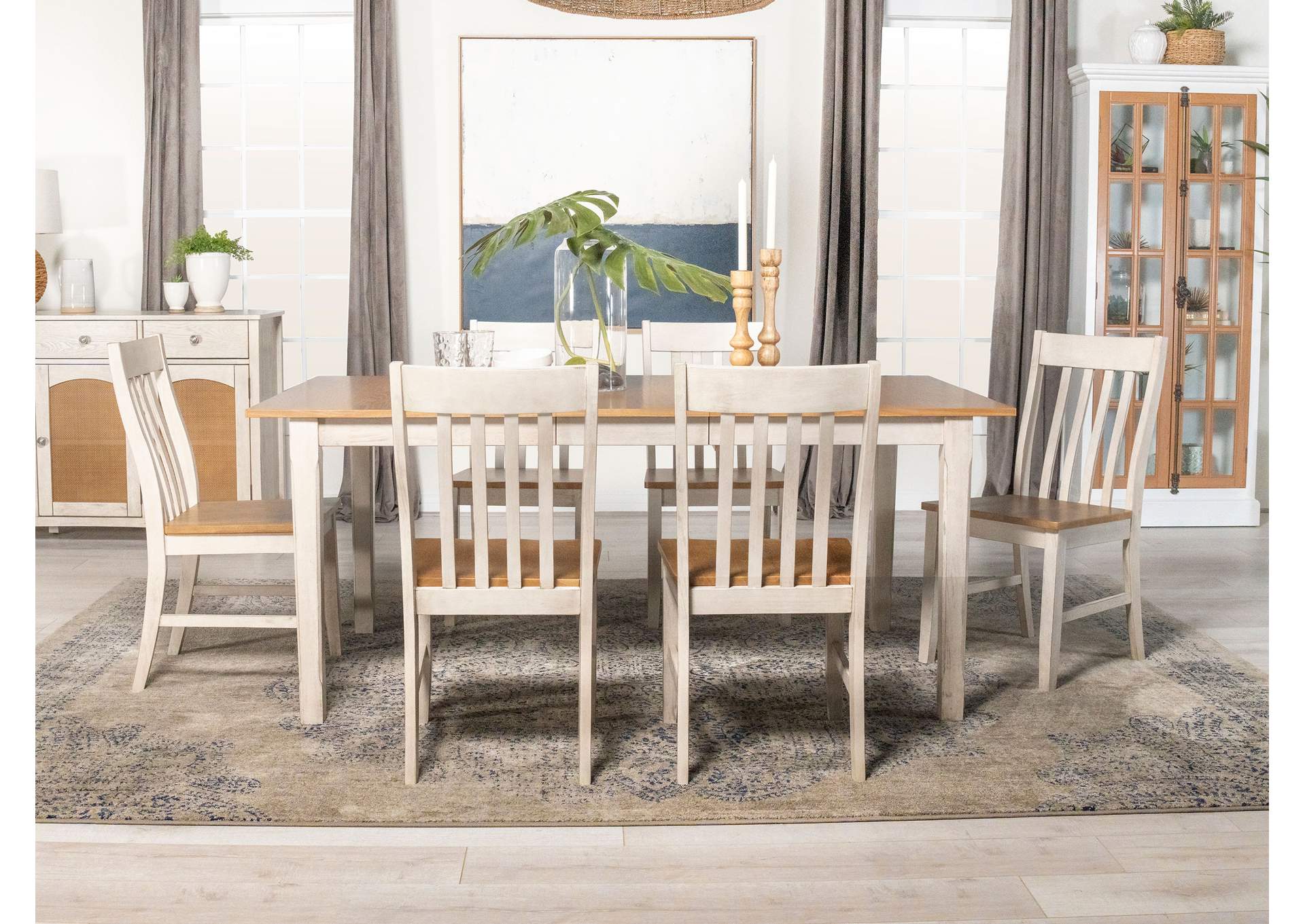 Kirby 7-piece Dining Set Natural and Rustic Off White,Coaster Furniture