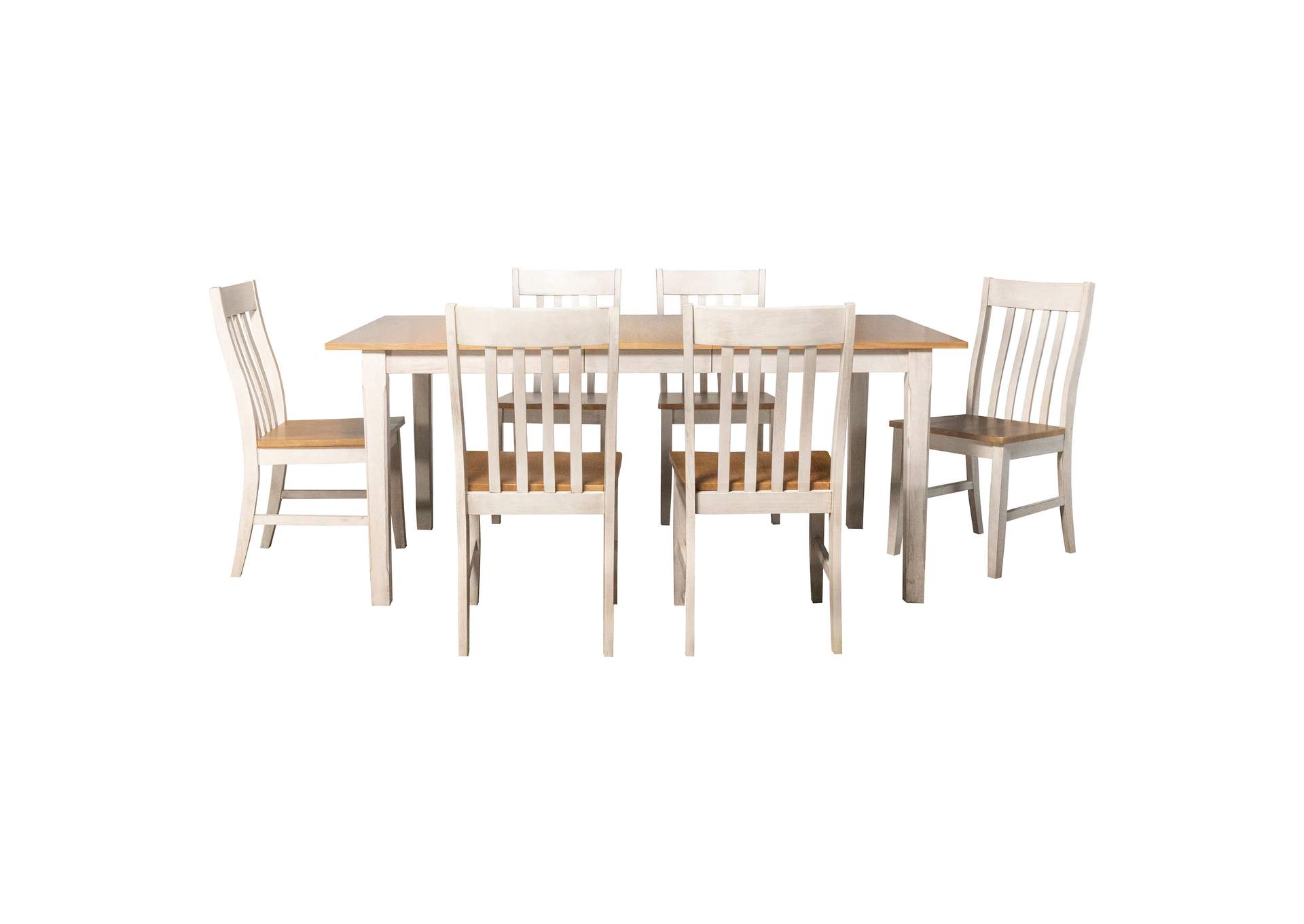 Kirby 7-piece Dining Set Natural and Rustic Off White,Coaster Furniture