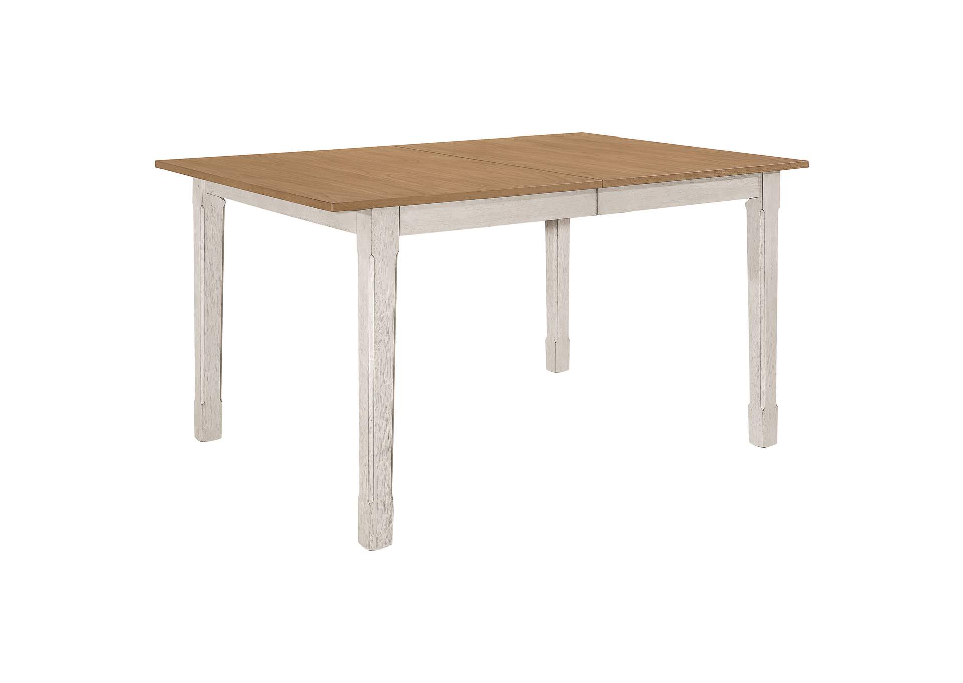 Kirby Rectangular Dining Table with Butterfly Leaf Natural and Rustic Off White,Coaster Furniture