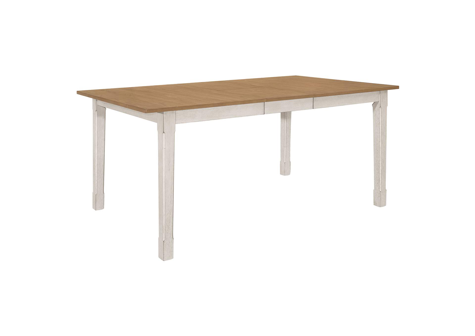 Kirby Rectangular Dining Table with Butterfly Leaf Natural and Rustic Off White,Coaster Furniture