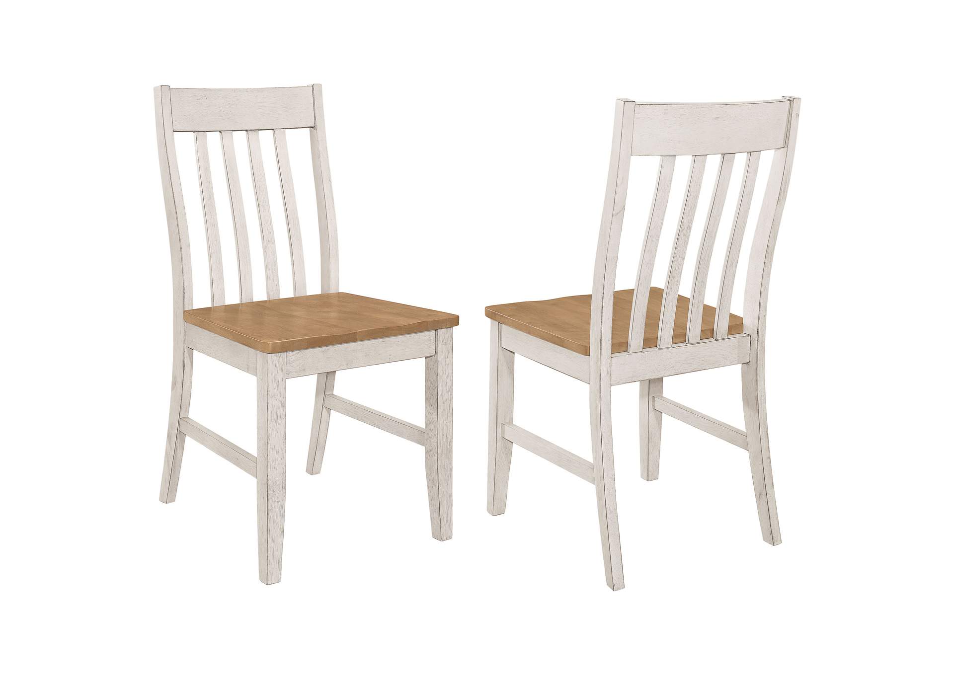 Kirby Slat Back Side Chair (Set of 2) Natural and Rustic Off White,Coaster Furniture