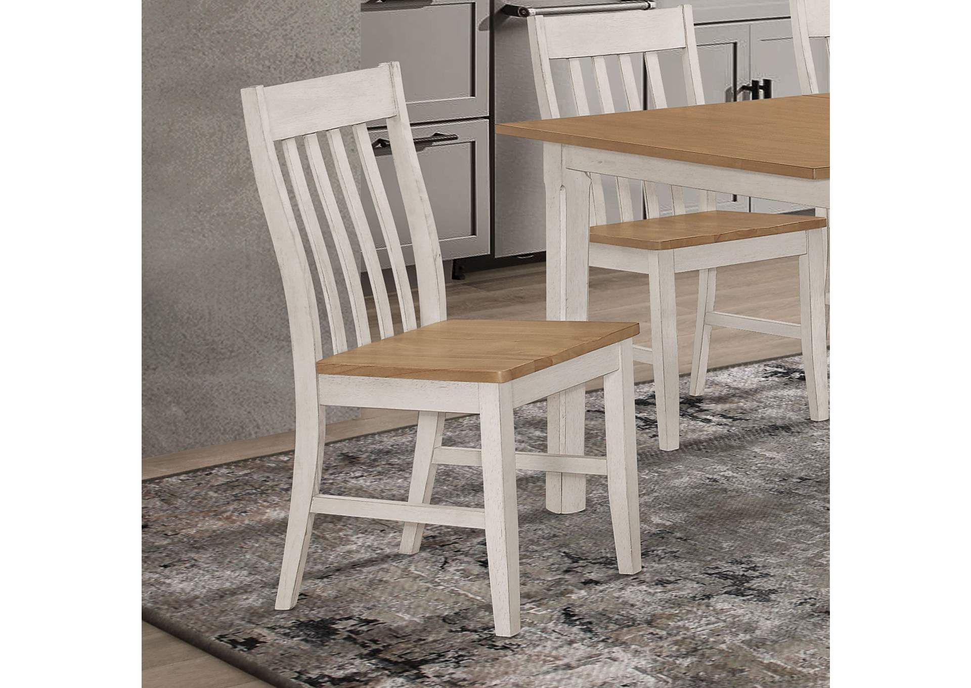 Kirby Slat Back Side Chair (Set of 2) Natural and Rustic Off White,Coaster Furniture