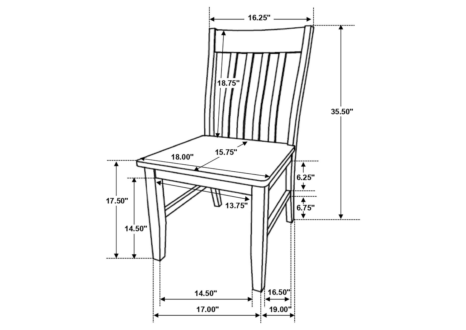 Kirby Slat Back Side Chair (Set of 2) Natural and Rustic Off White,Coaster Furniture