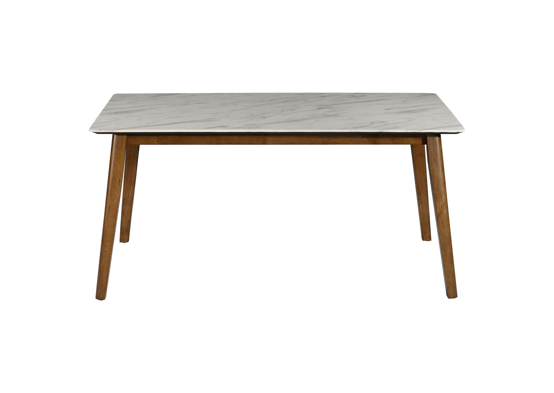 Everett Faux Marble Top Dining Table Natural Walnut and White,Coaster Furniture