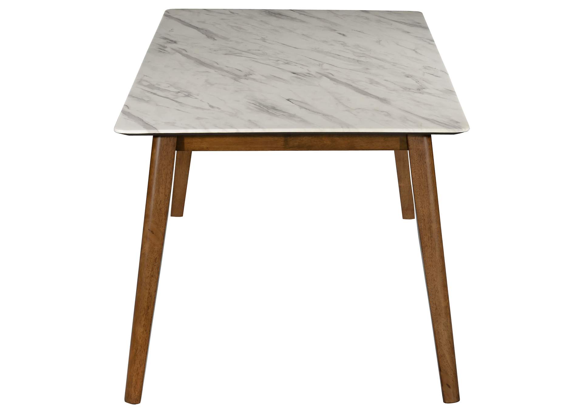 Everett Faux Marble Top Dining Table Natural Walnut and White,Coaster Furniture