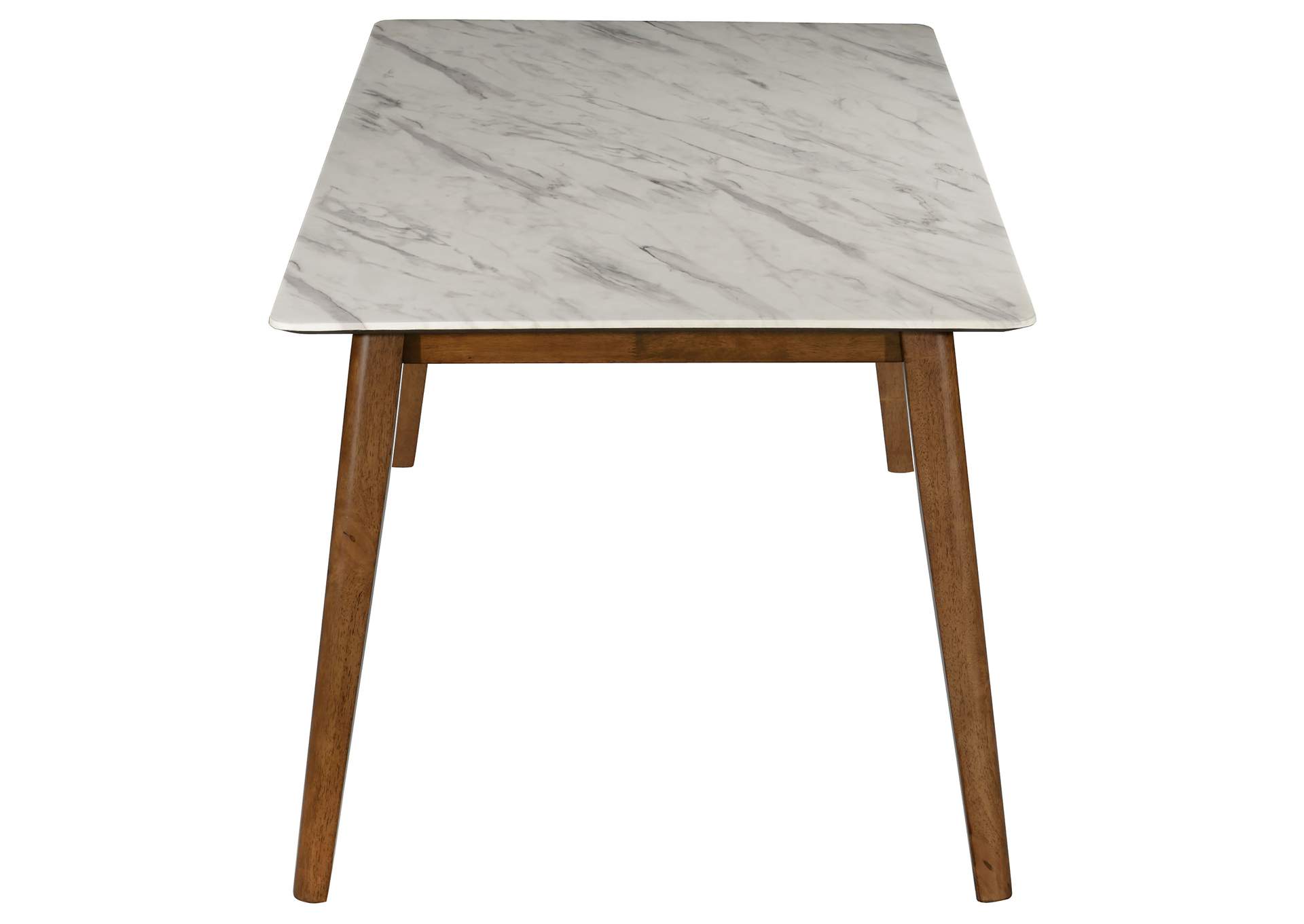 Everett Faux Marble Top Dining Table Natural Walnut and White,Coaster Furniture