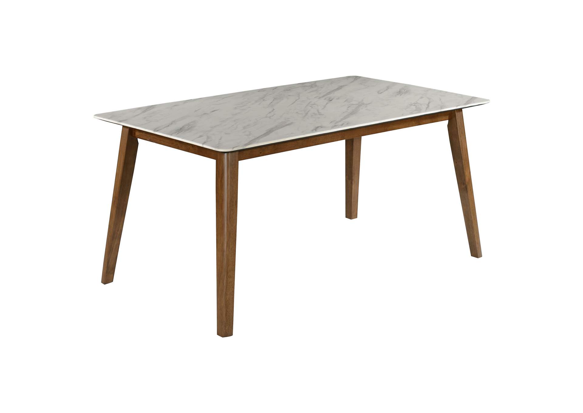 Everett Faux Marble Top Dining Table Natural Walnut and White,Coaster Furniture