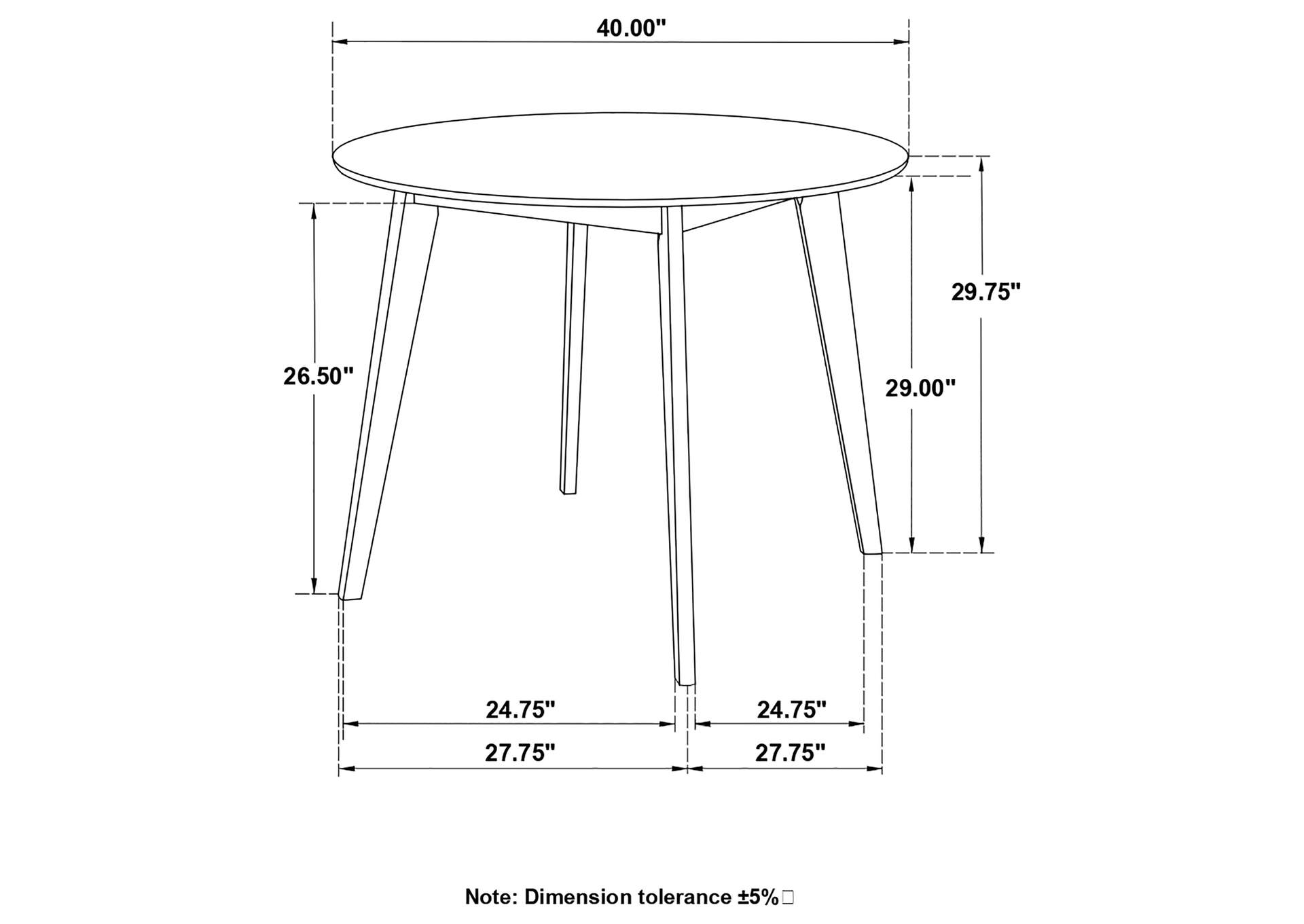 Breckenridge Round Dining Table Matte White and Natural Oak,Coaster Furniture