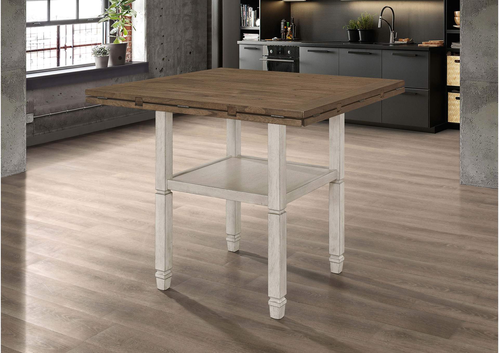 Sarasota Counter Height Table with Shelf Storage Nutmeg and Rustic Cream,Coaster Furniture