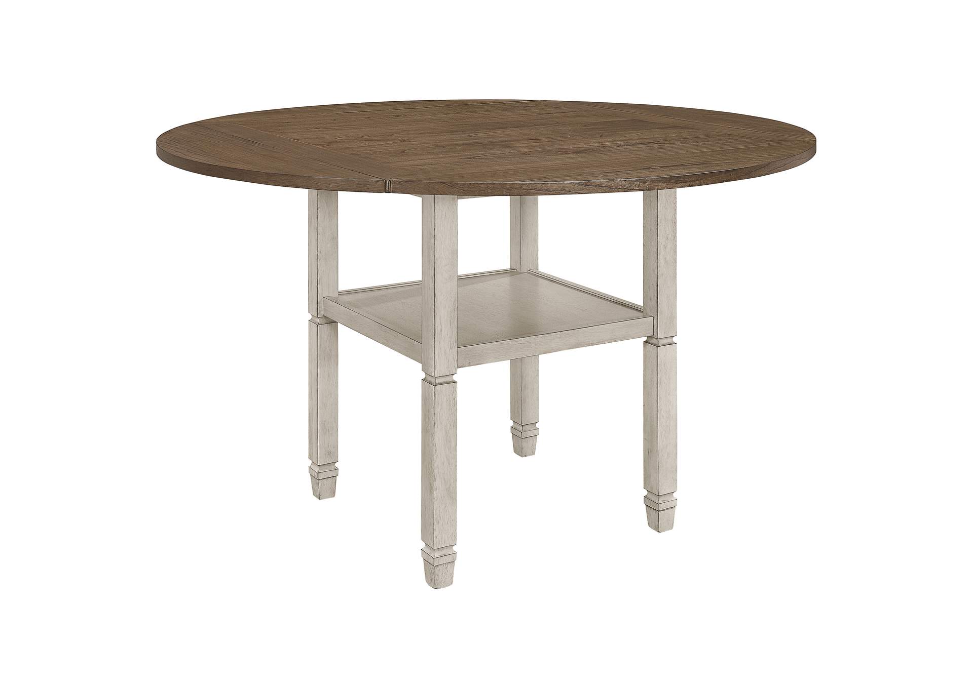 Sarasota Counter Height Table with Shelf Storage Nutmeg and Rustic Cream,Coaster Furniture