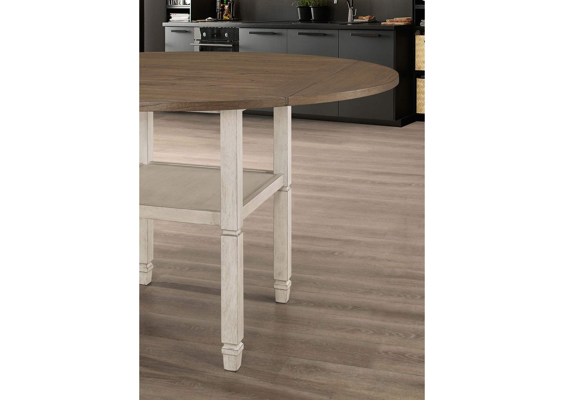 Sarasota Counter Height Table with Shelf Storage Nutmeg and Rustic Cream,Coaster Furniture