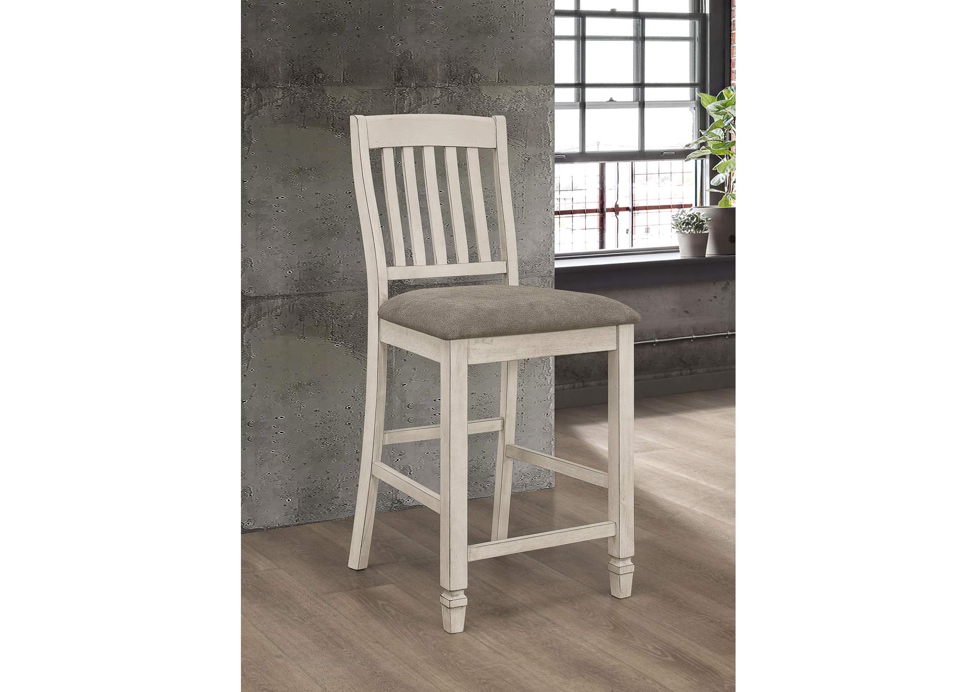 Sarasota Slat Back Counter Height Chairs Grey and Rustic Cream (Set of 2),Coaster Furniture