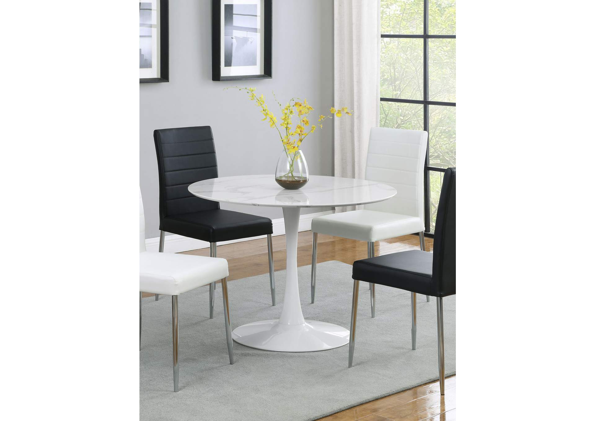 Arkell 40-inch Round Pedestal Dining Table White,Coaster Furniture