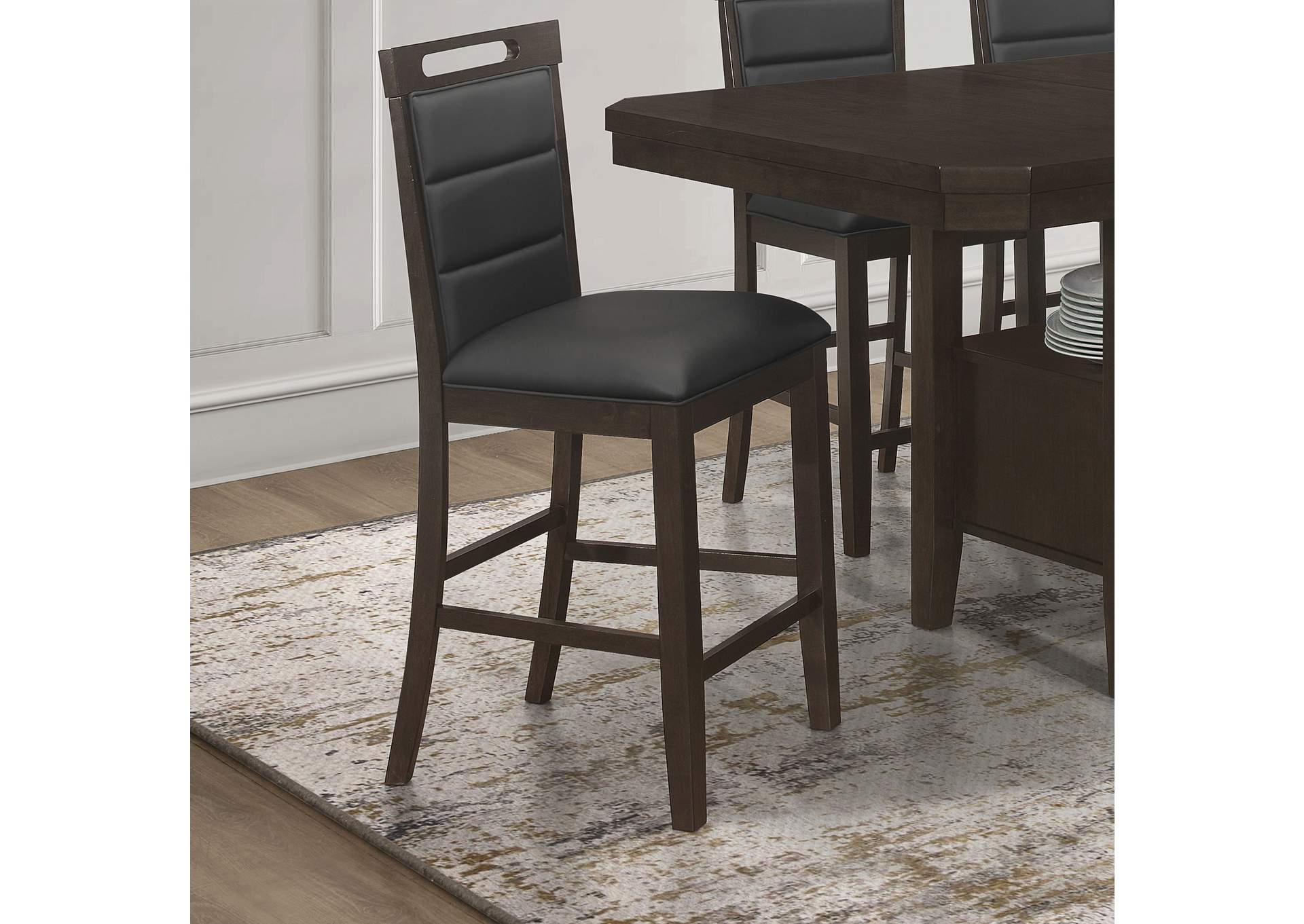 Prentiss Upholstered Counter Height Chair (Set of 2) Black and Cappuccino,Coaster Furniture