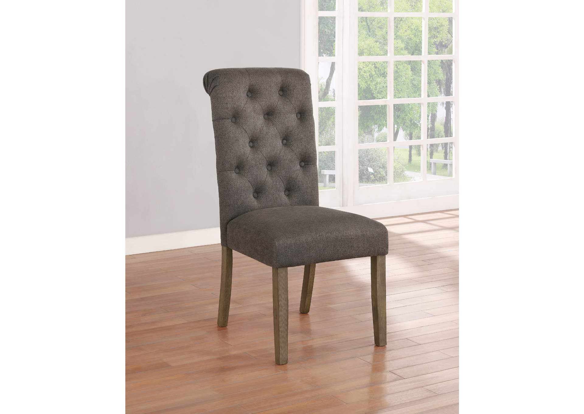 Jonell Tufted Back Side Chairs Rustic Brown and Grey (Set of 2),Coaster Furniture