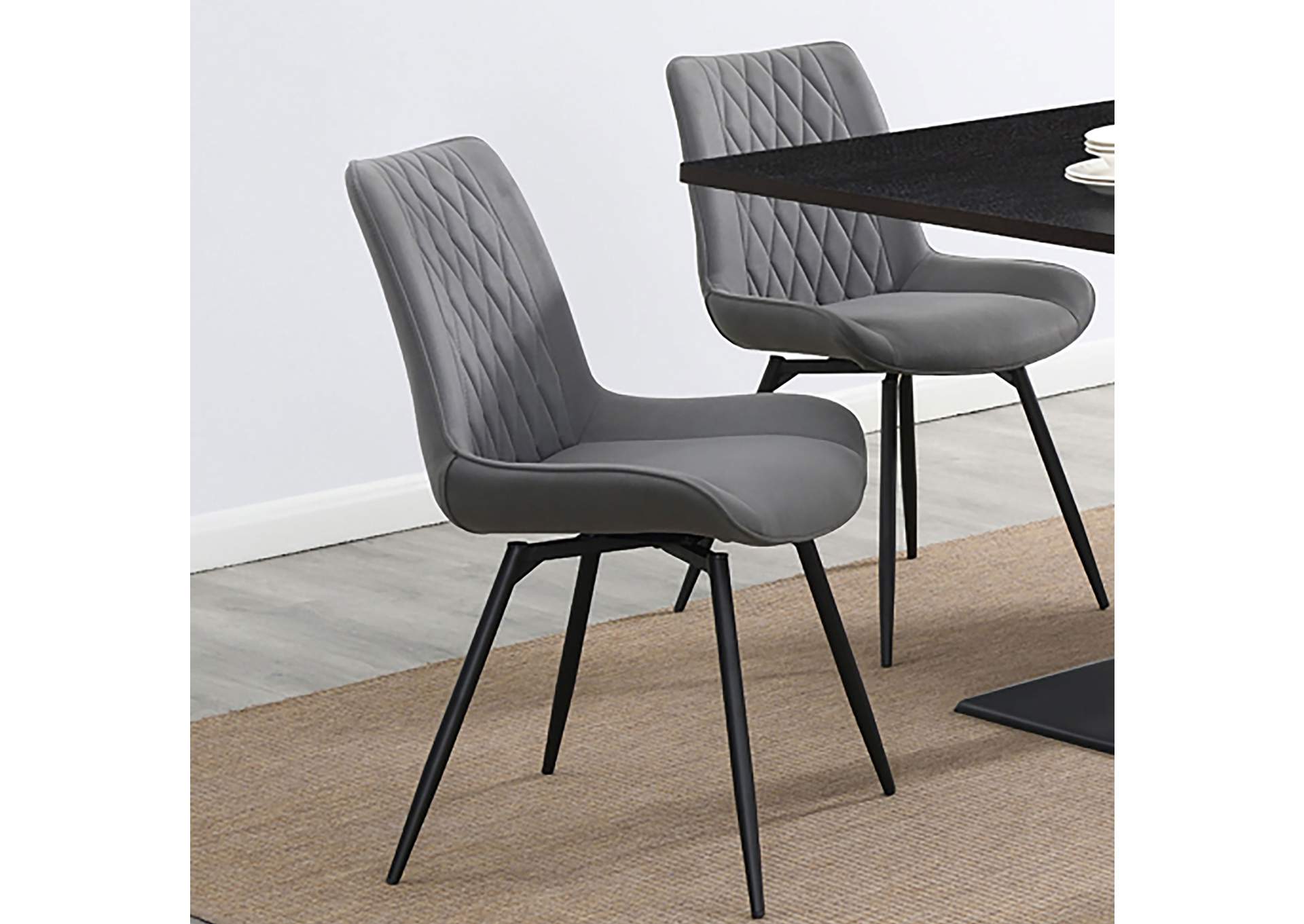 Diggs Upholstered Tufted Swivel Dining Chairs Grey and Gunmetal (Set of 2),Coaster Furniture