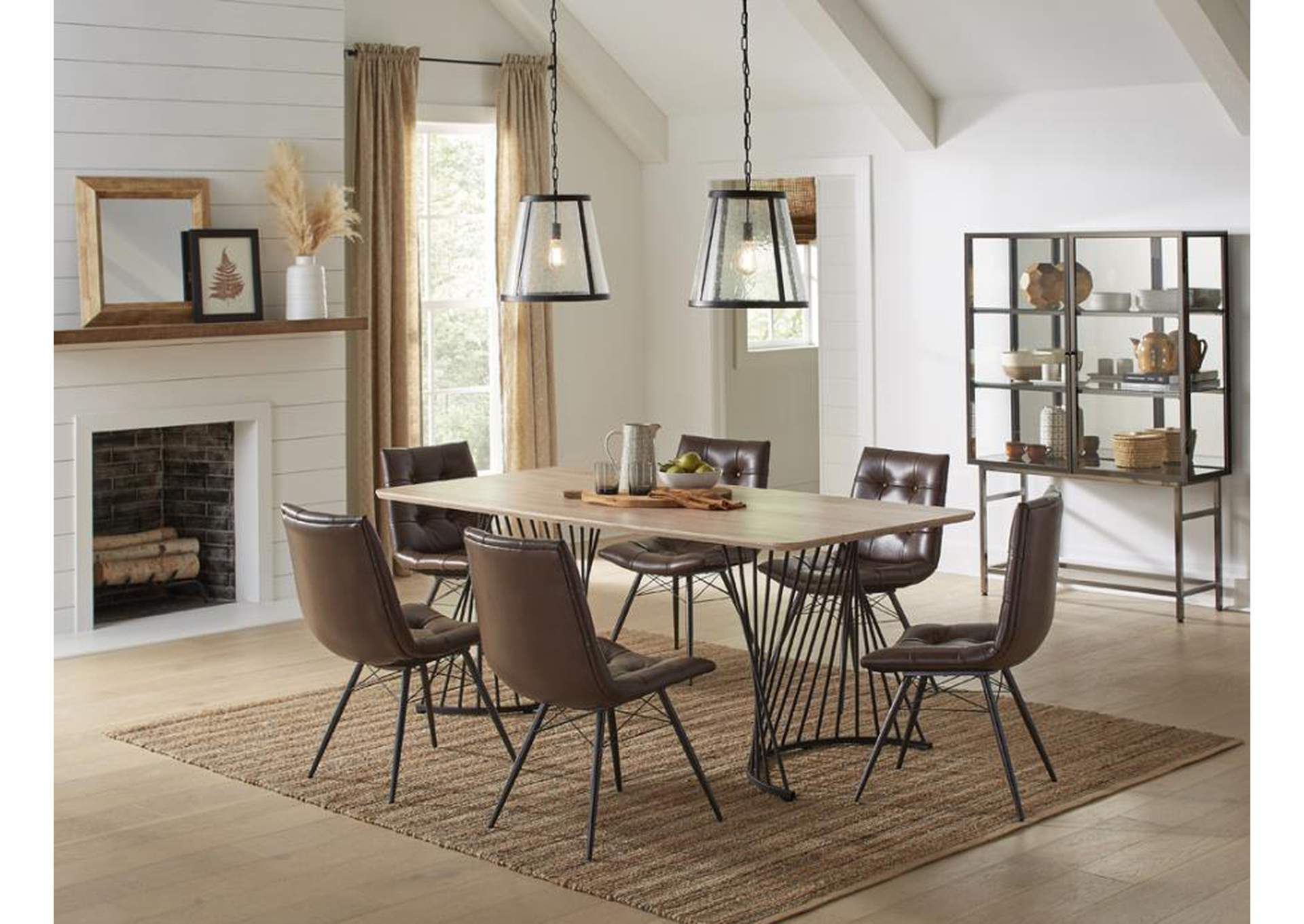 Altus Swirl Base Dining Table Natural Oak And Gunmetal,Coaster Furniture